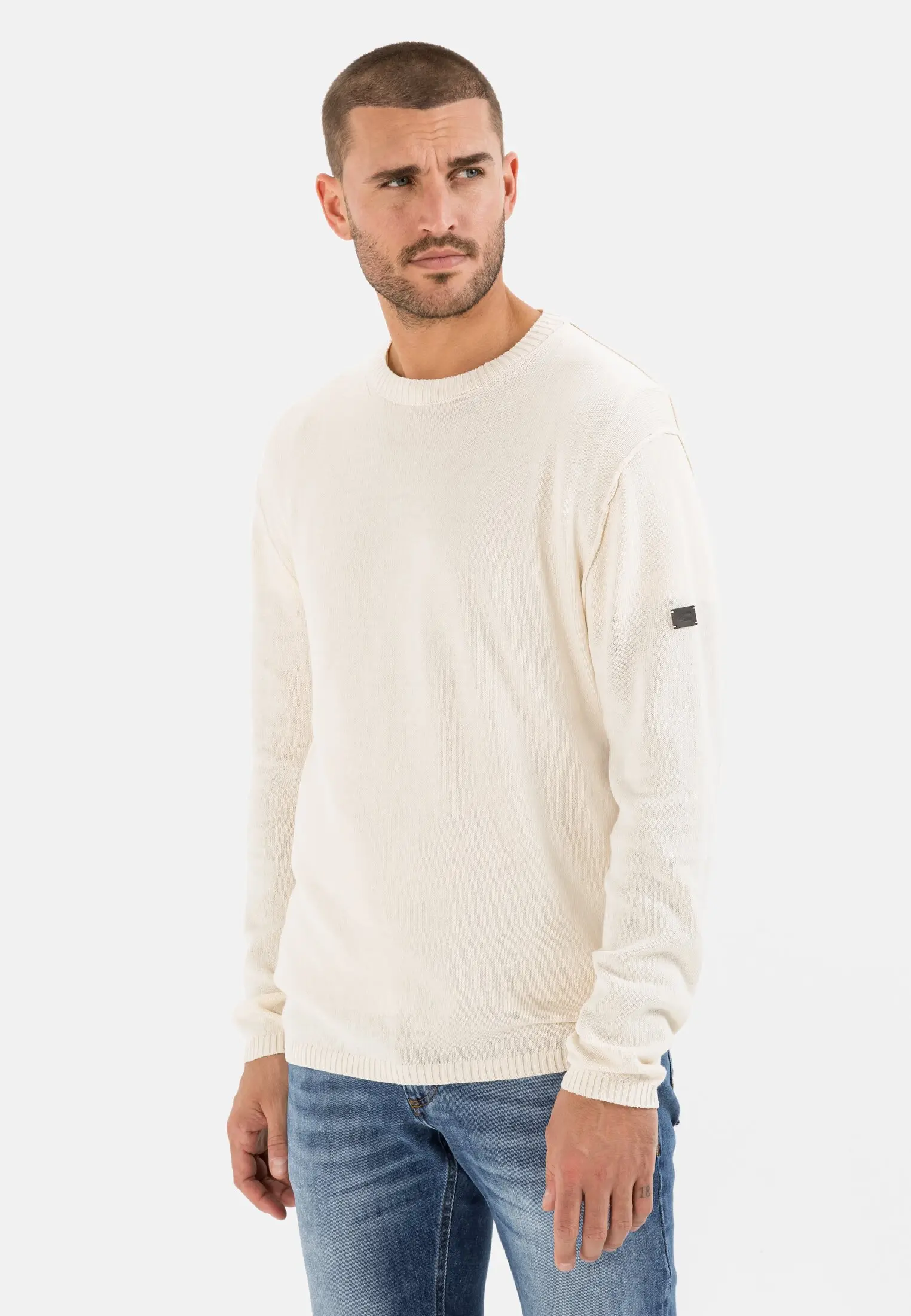Lightweight knitted jumper for Men in white camel active