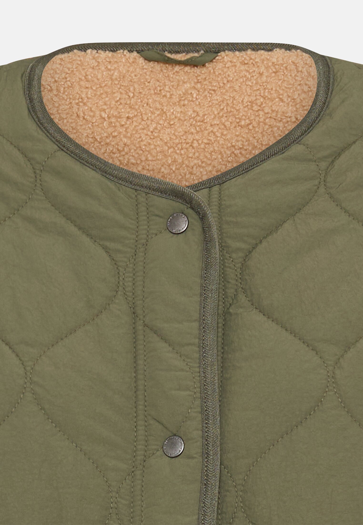Vrouwen Wendbare teddyjack in oversized pasvorm Donkergroen front dichtbij