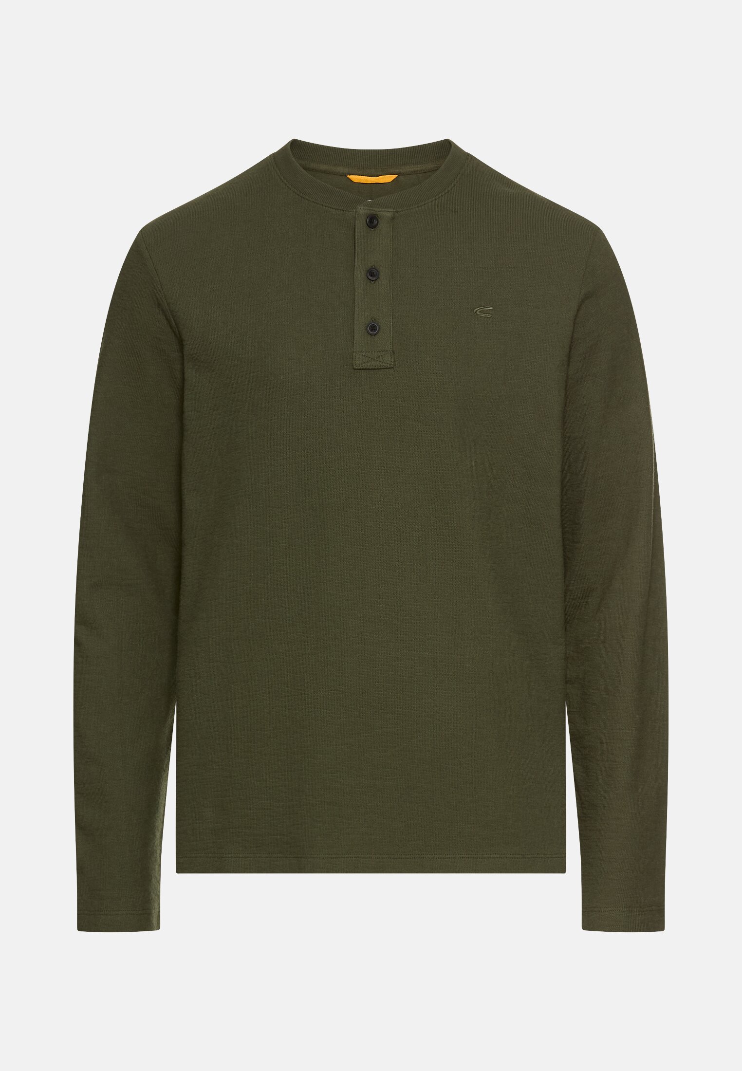 Heren Henleyshirt van puur katoen Bosgroen frontaal voor