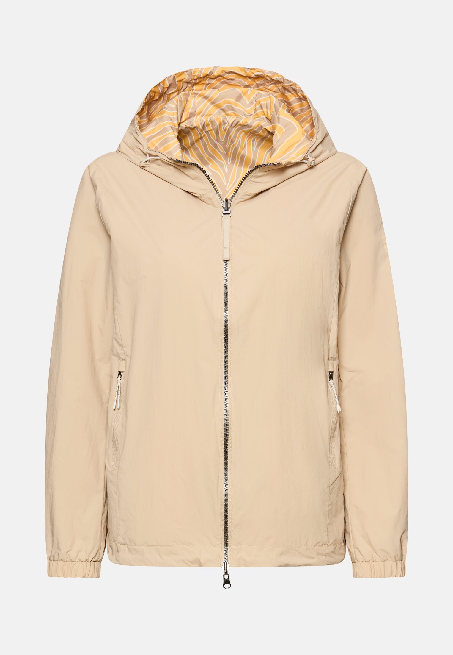 Damen Wendejacke mit Allover-Print und unifarbener Seite Sand frontal vorn