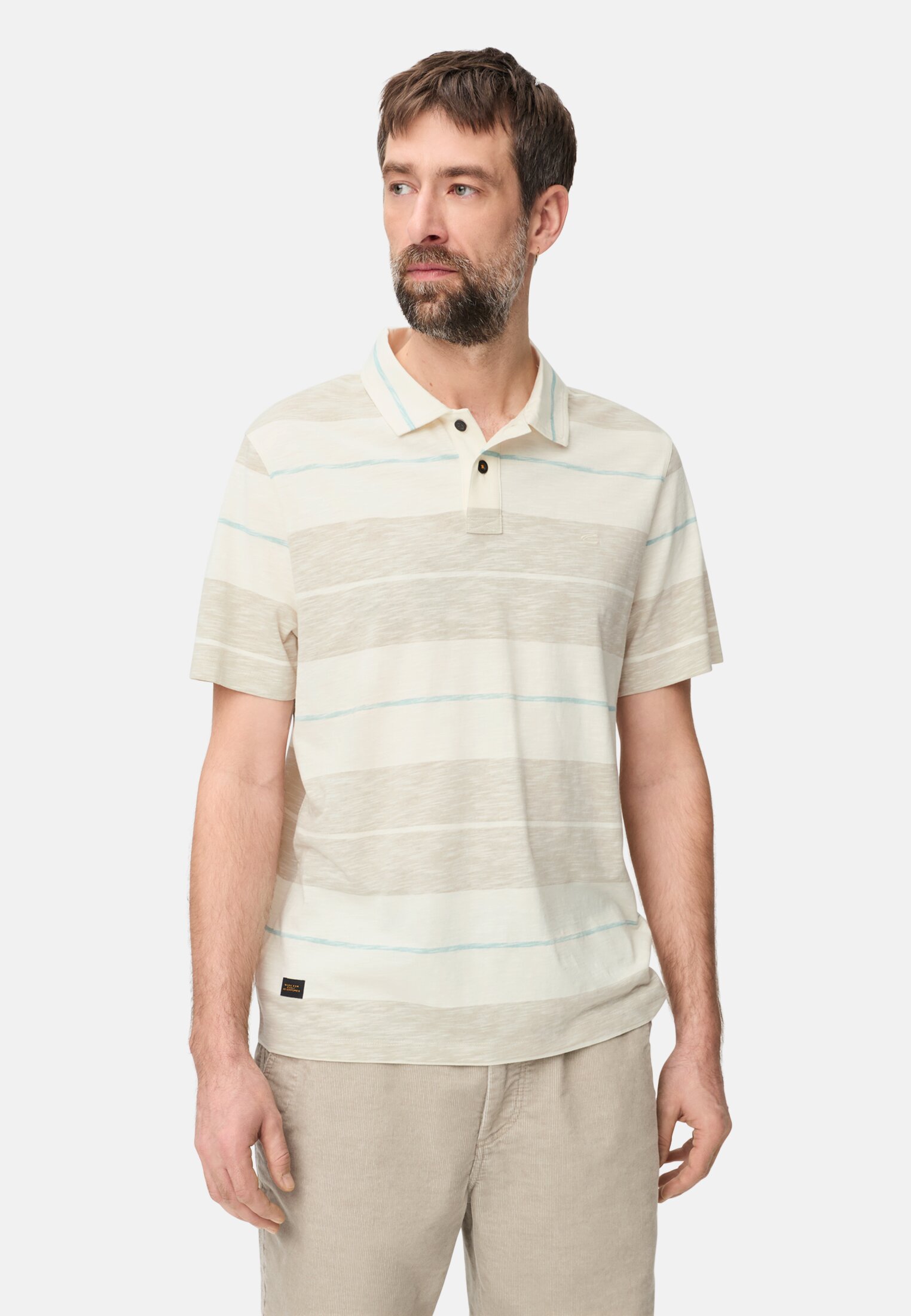 Heren Poloshirt van puur katoen Beige gedragen voor