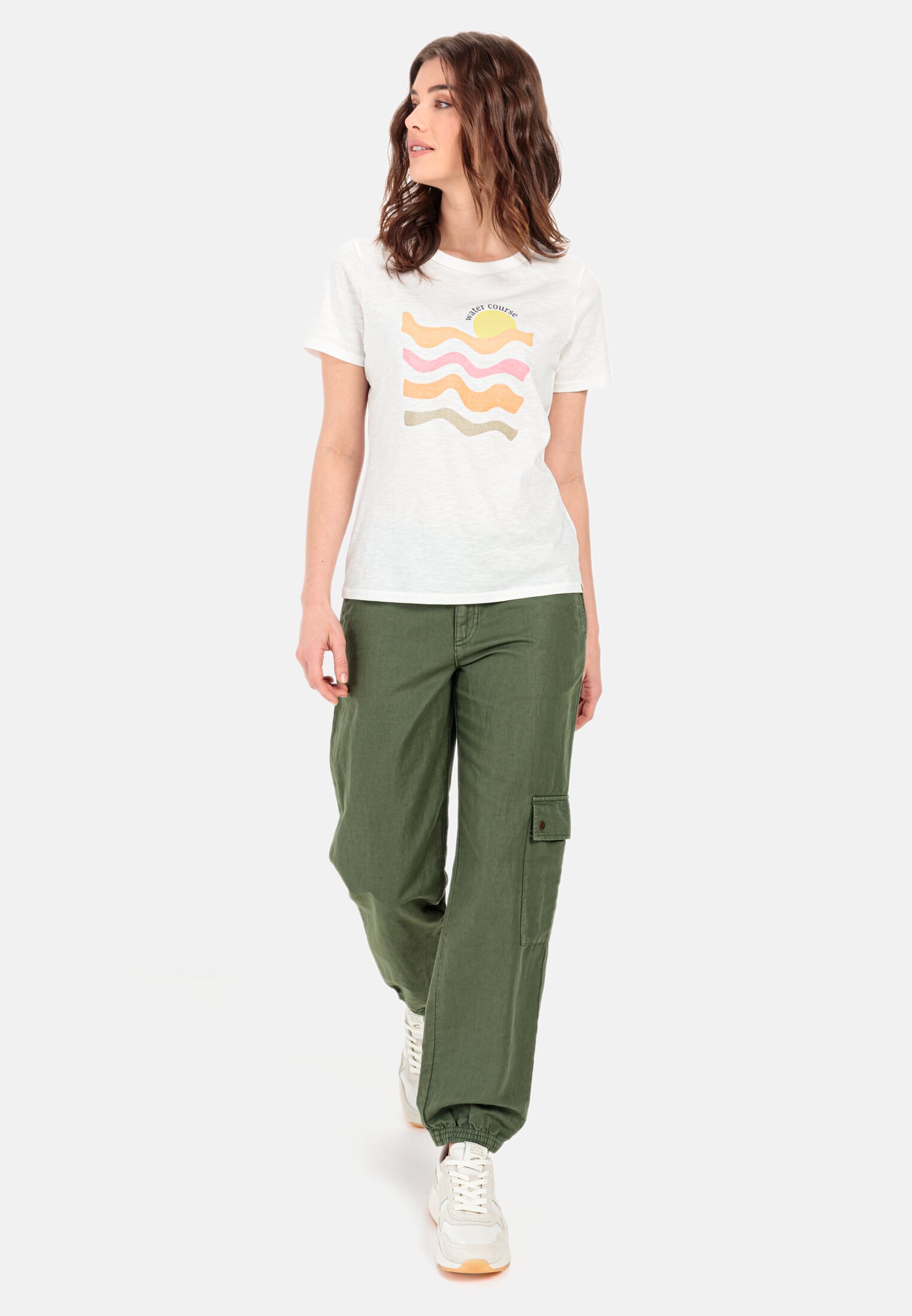 Women Short-sleeve T-shirt made from sustainable organic cotton Multicolour worn front full body