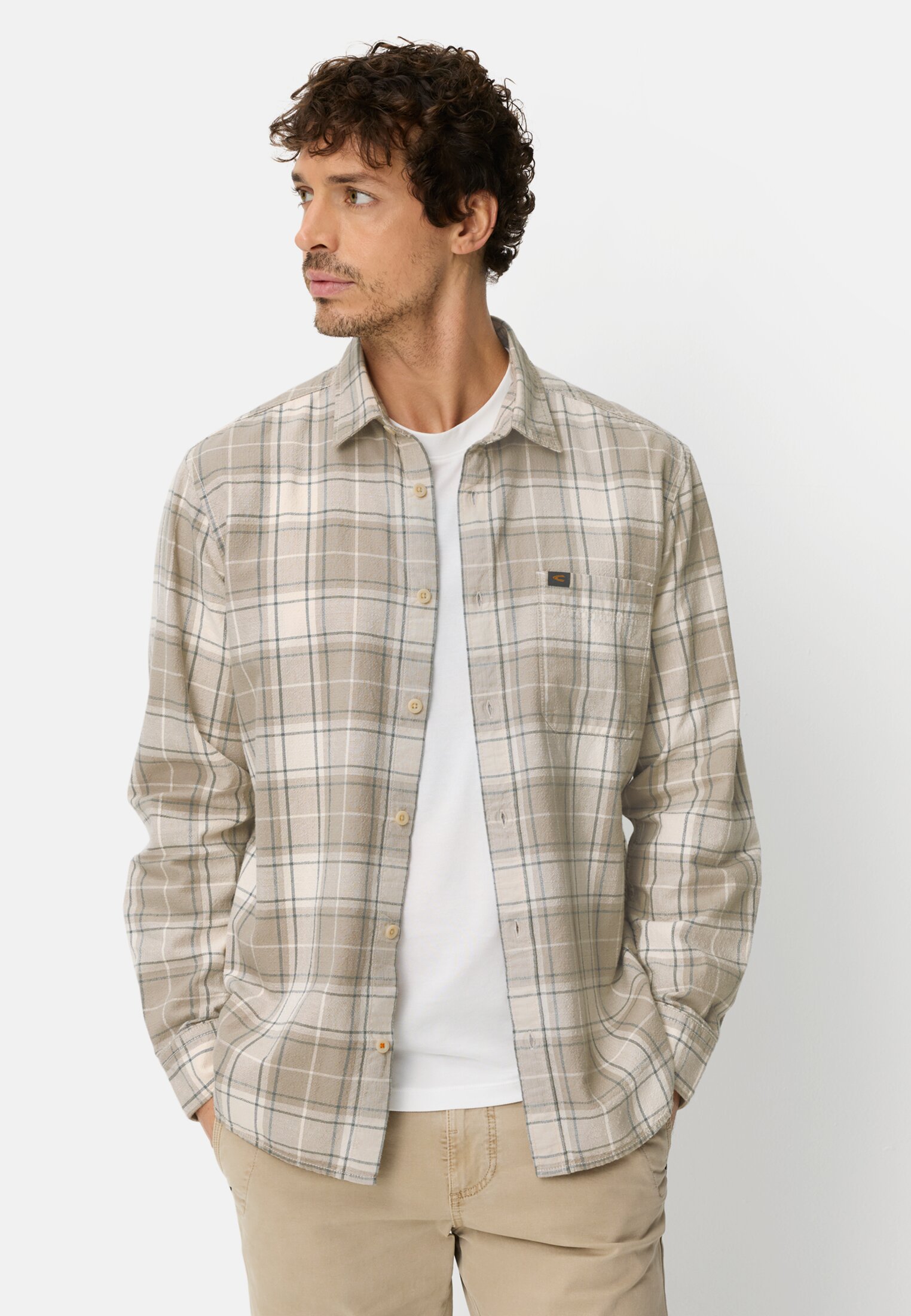 Heren Overhemd met lange mouwen en borstzak Blauw gedragen voor