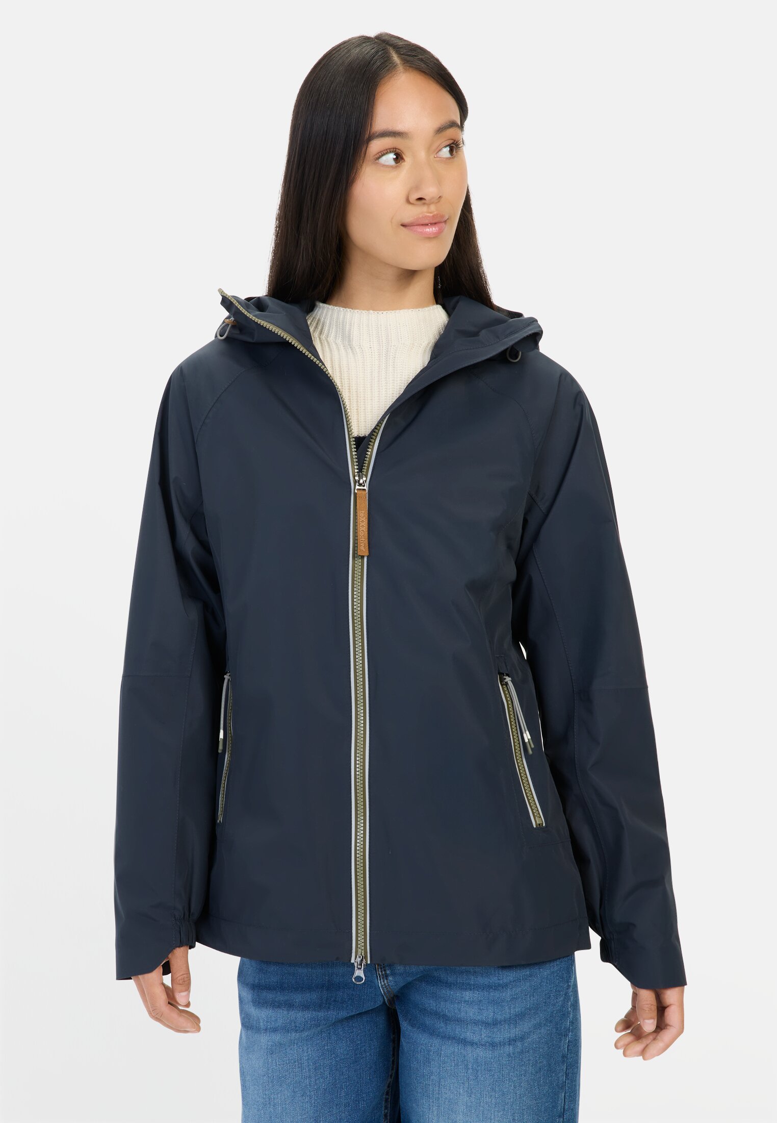 Damen teXXXactive® Funktionsjacke aus Polyester Dunkelblau getragen vorn