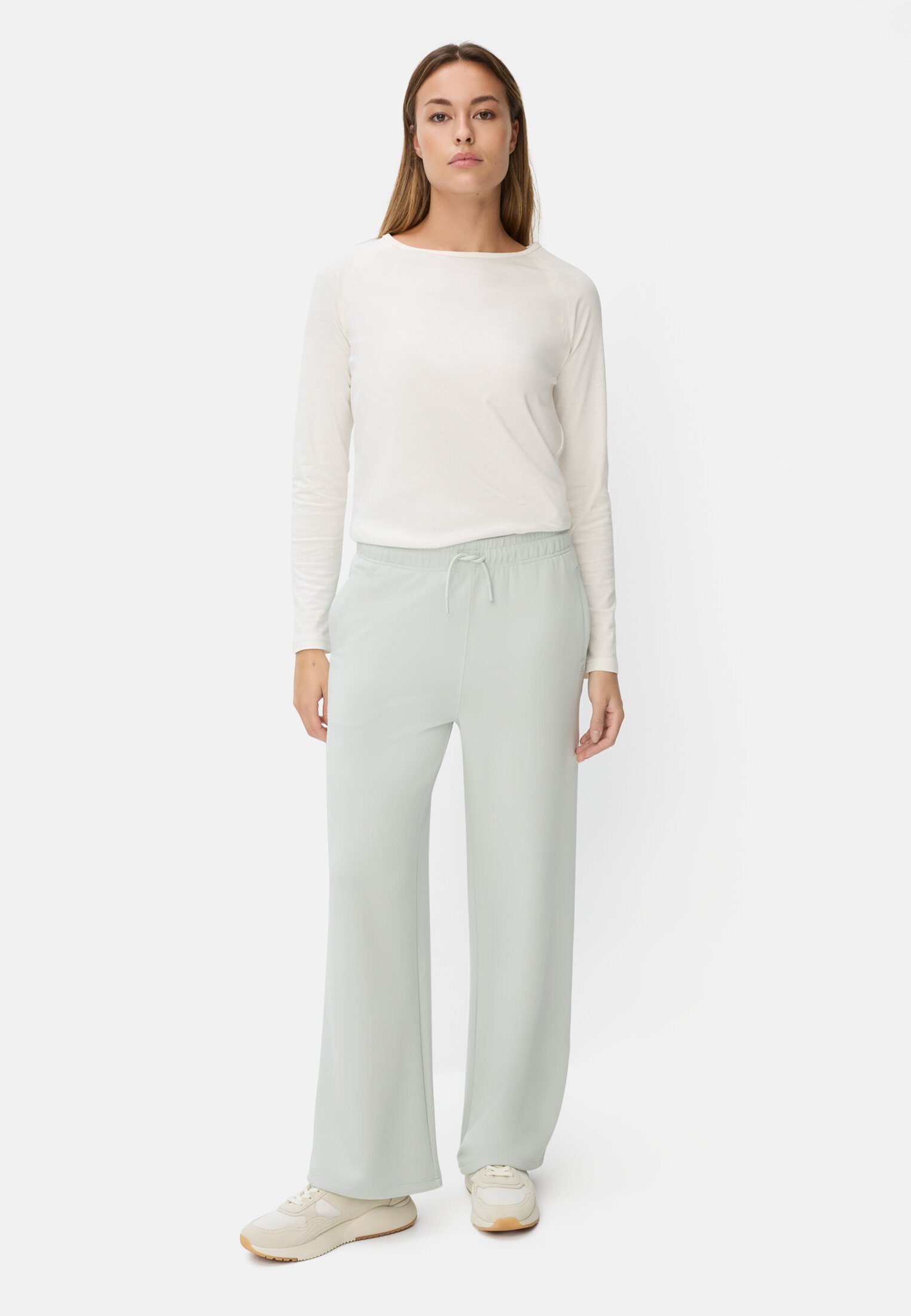 Women Casual trousers with adjustable waistband worn front full body