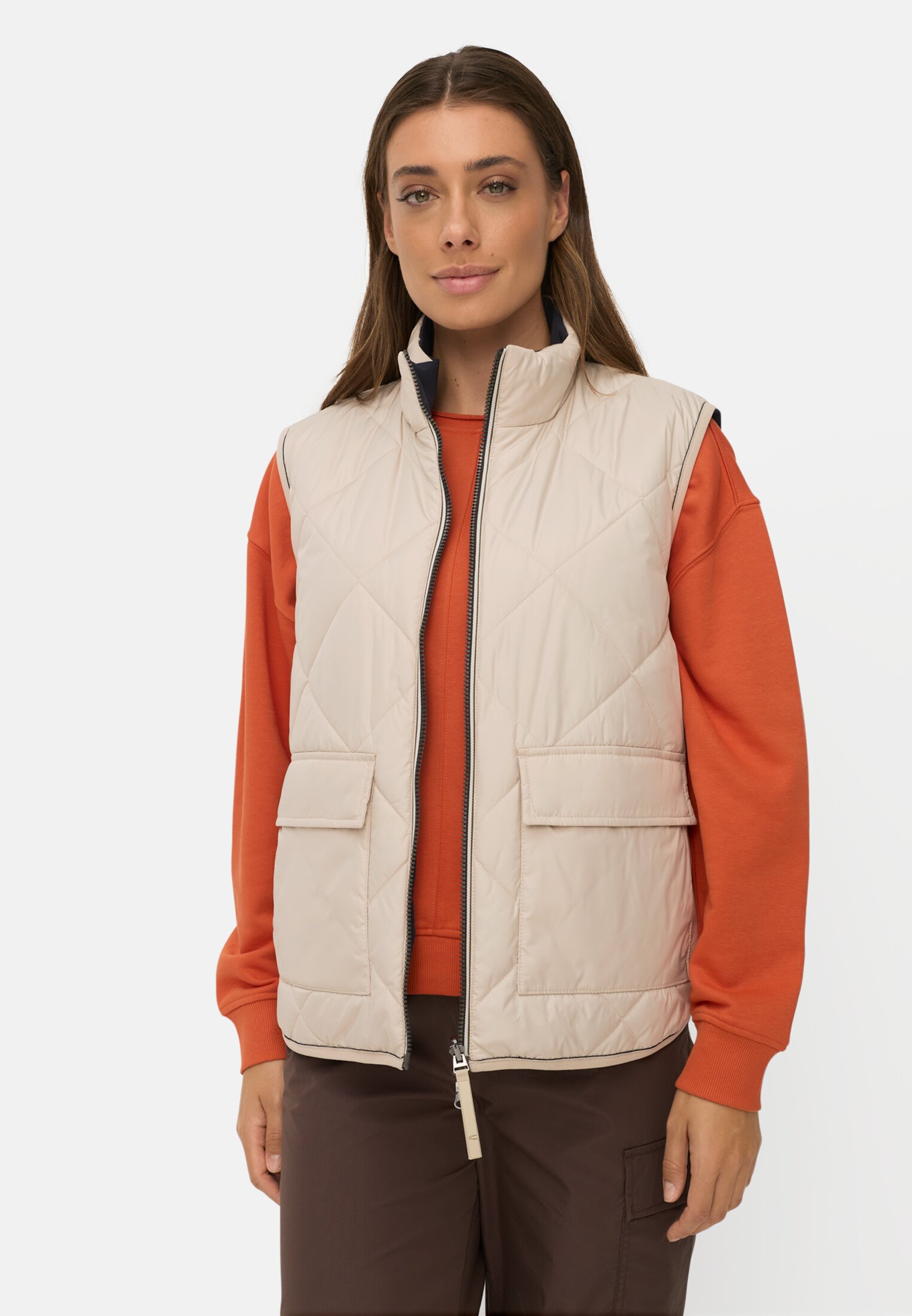 Vrouwen Draagbare bodywarmer met 2-wegs rits Haver gedragen voor