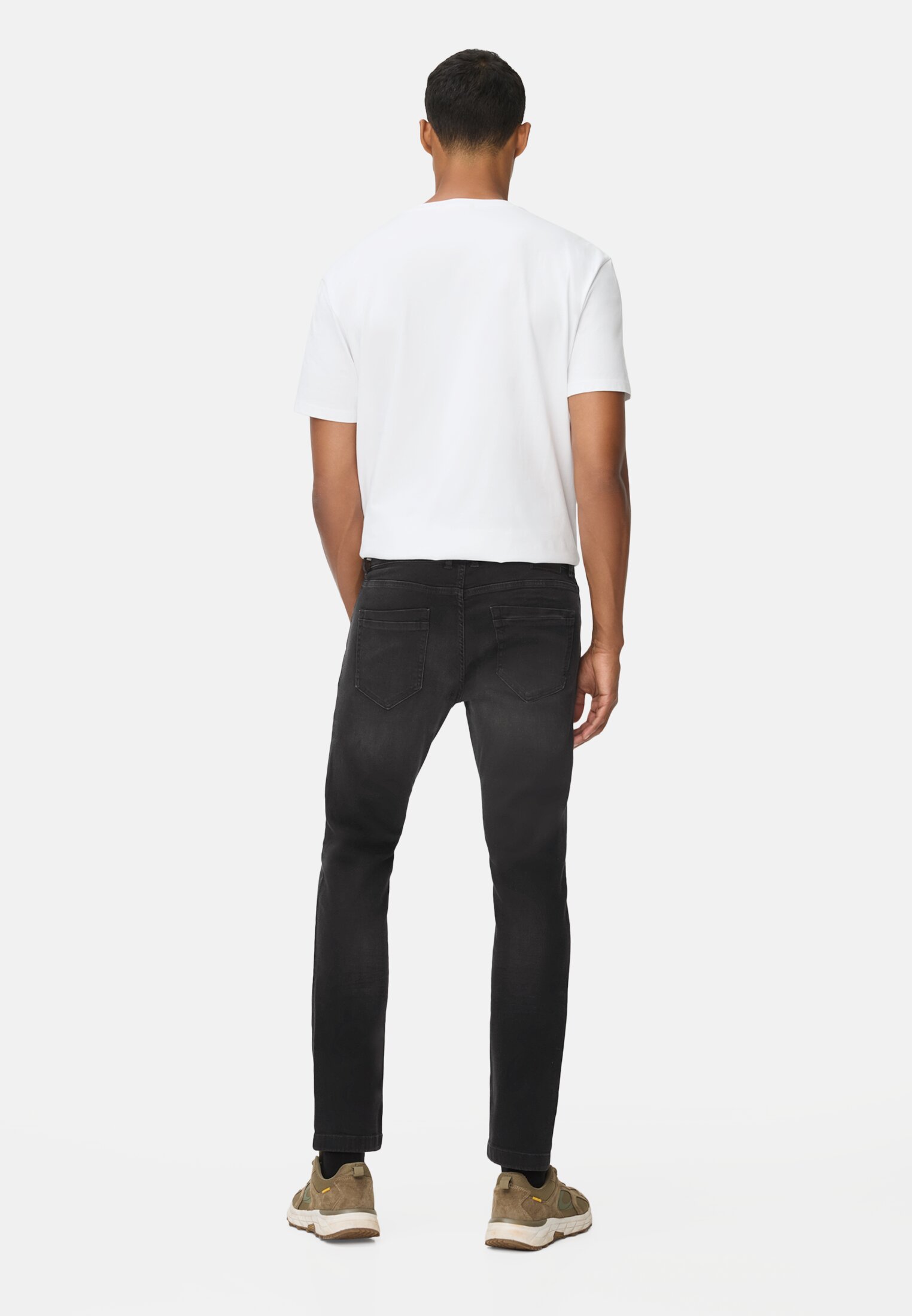 Herren fleXXXactive® 5 Pocket Slim Fit Hose Graphitgrau getragen hinten