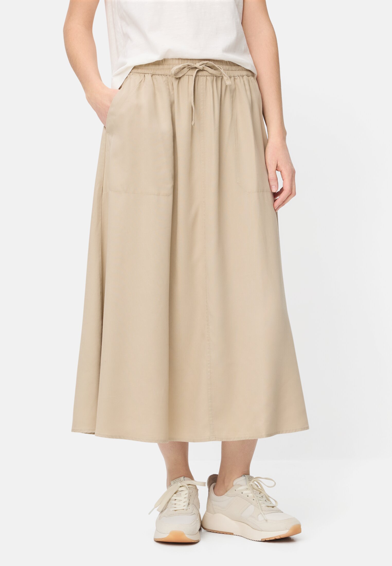 Women Skirt with drawstring Sand worn front