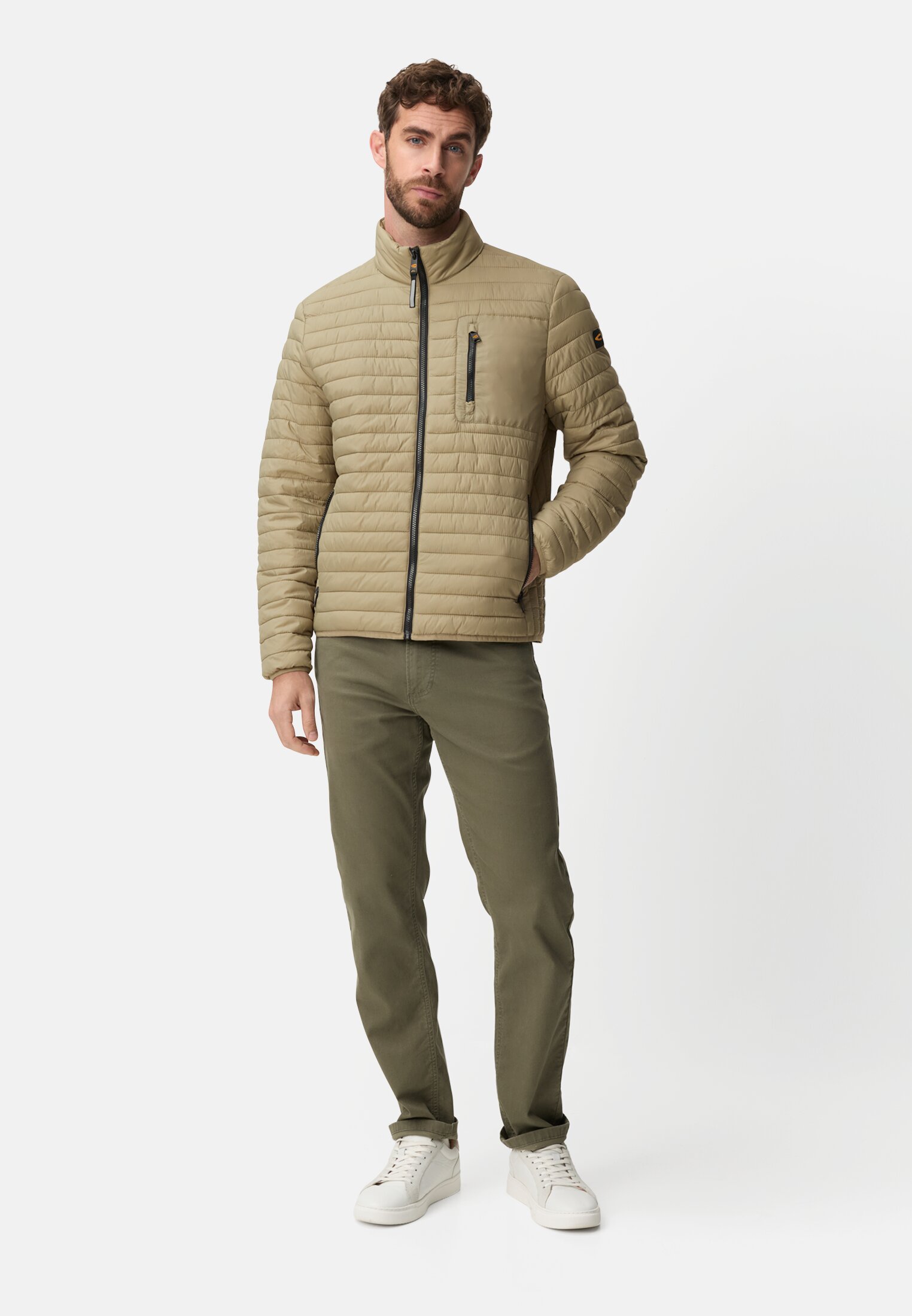 Men Blouson with water-repellent function Khaki worn front full body