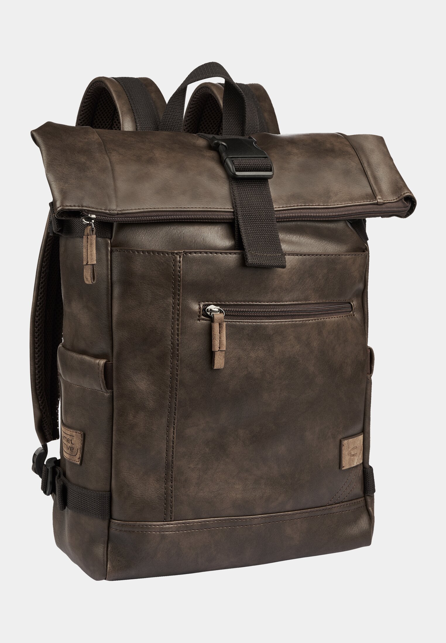 Men Backpack with a textured look Brown frontal front