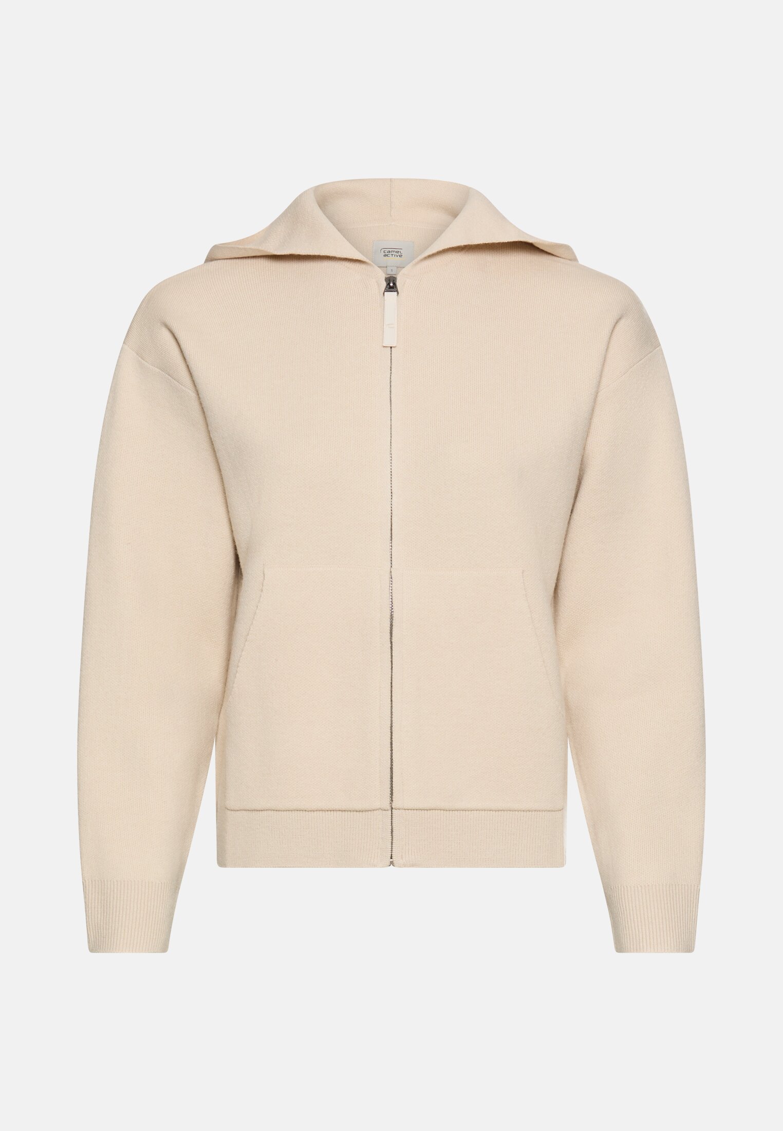 Damen Strickjacke mit Kapuze Hafer frontal vorn