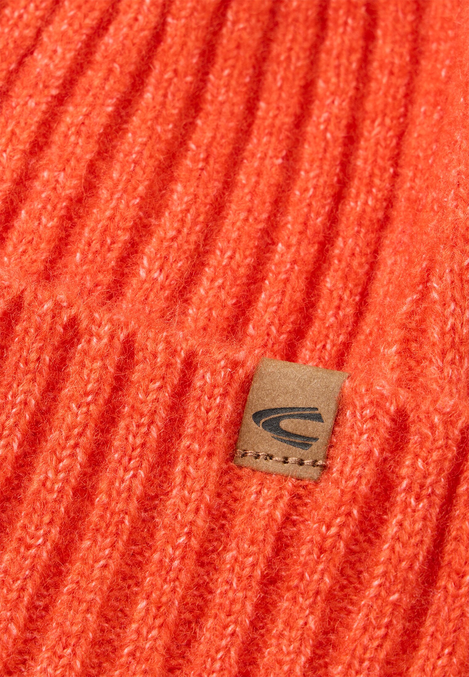 Damen Strickmütze mit Logo Orange frontal hinten