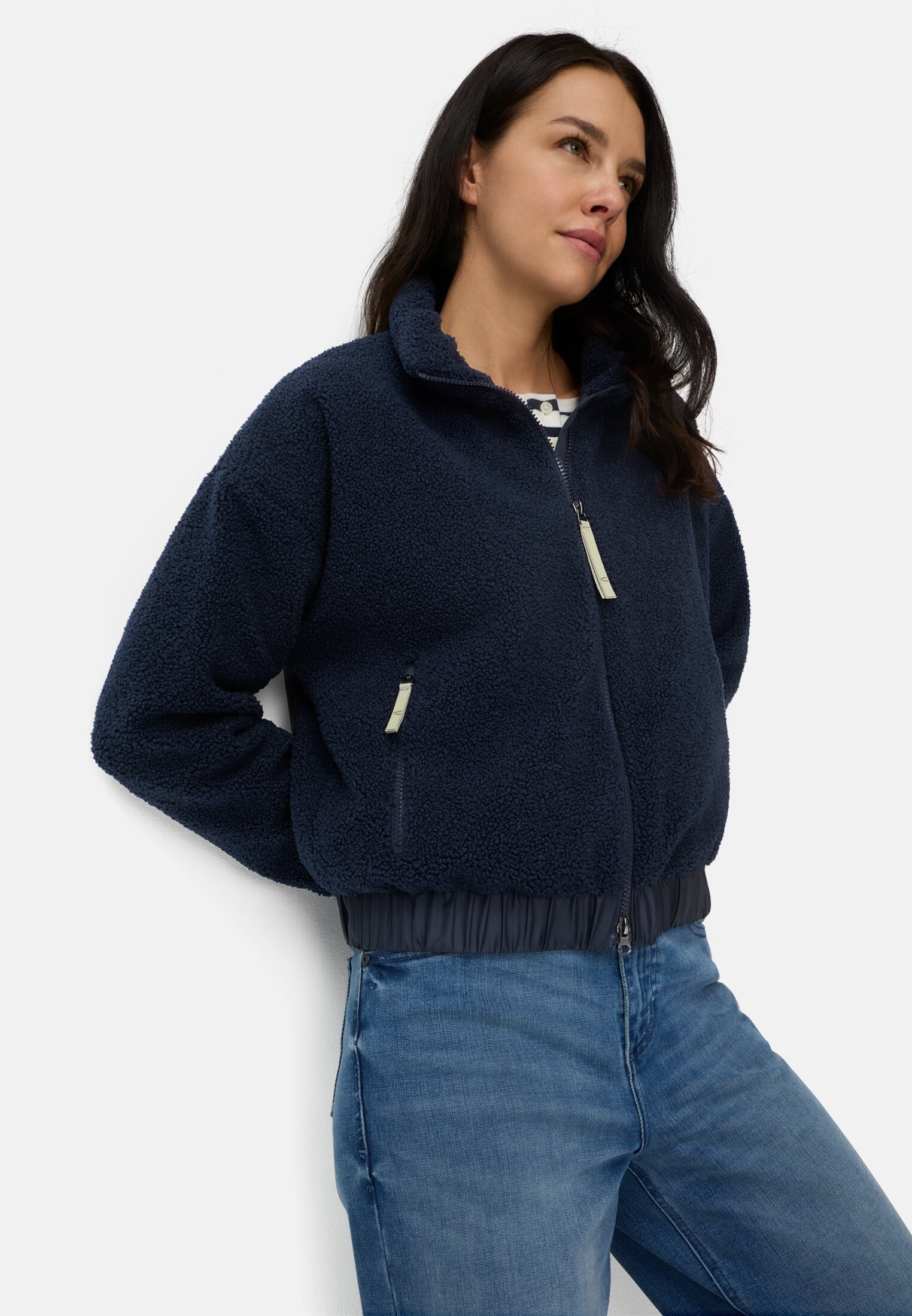 Vrouwen Jas met opstaande kraag en tweewegsritssluiting Donkerblauw gedragen emotional 