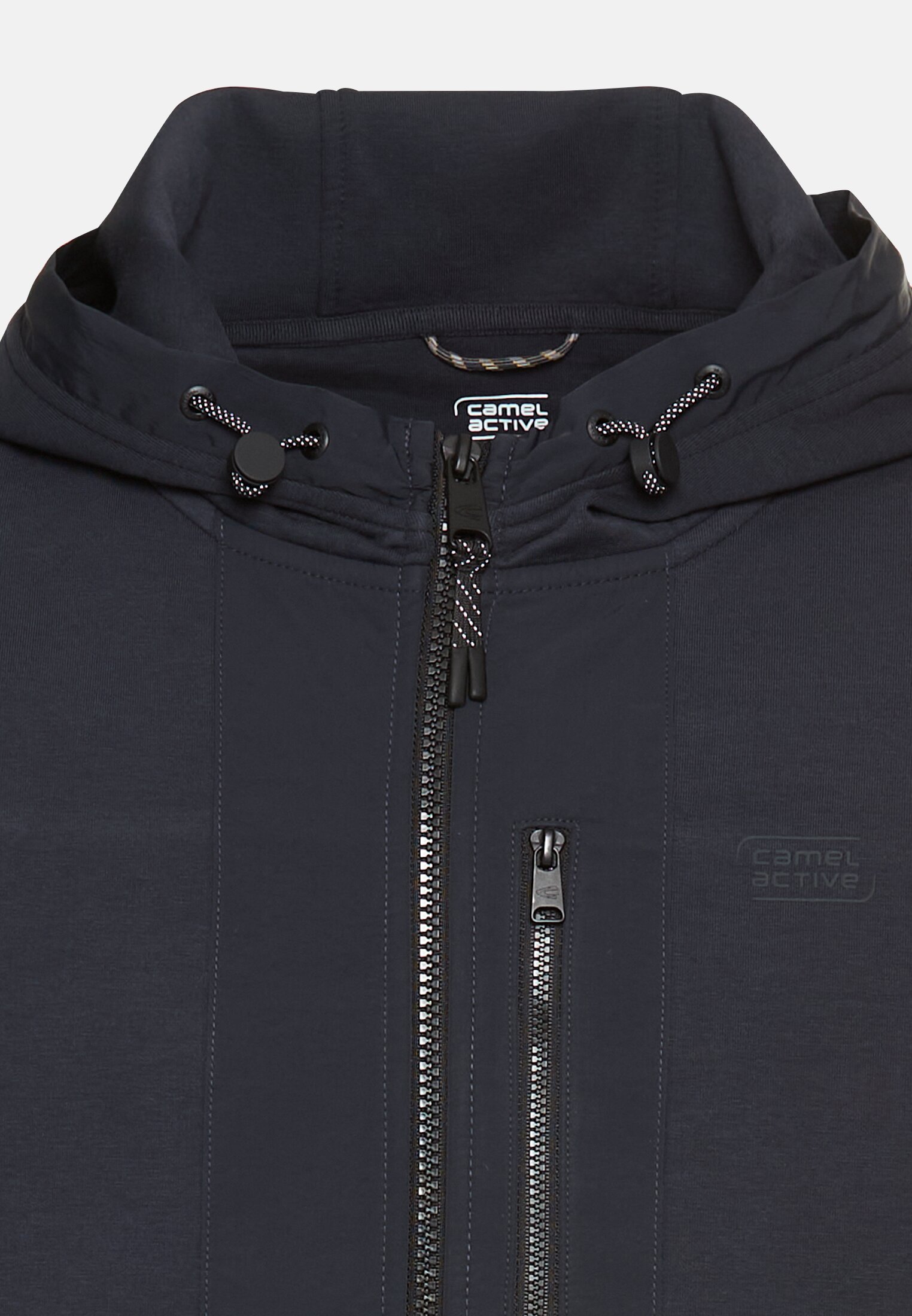 Men Sweat jacket with 4-way stretch and contrasting details Navy blue front close