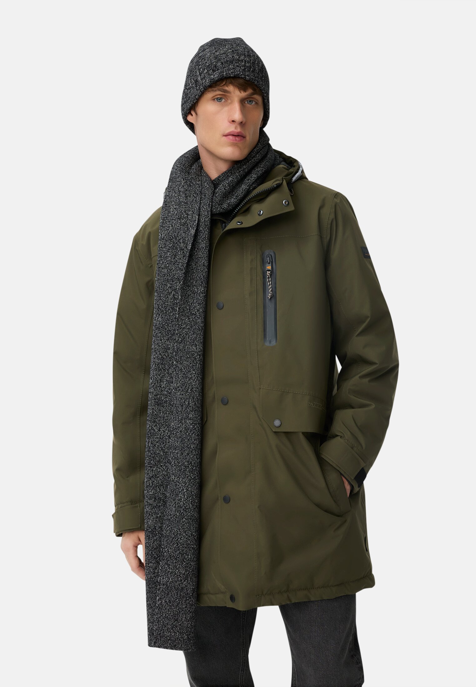 Men teXXXactive® coat with hood Forest green worn front