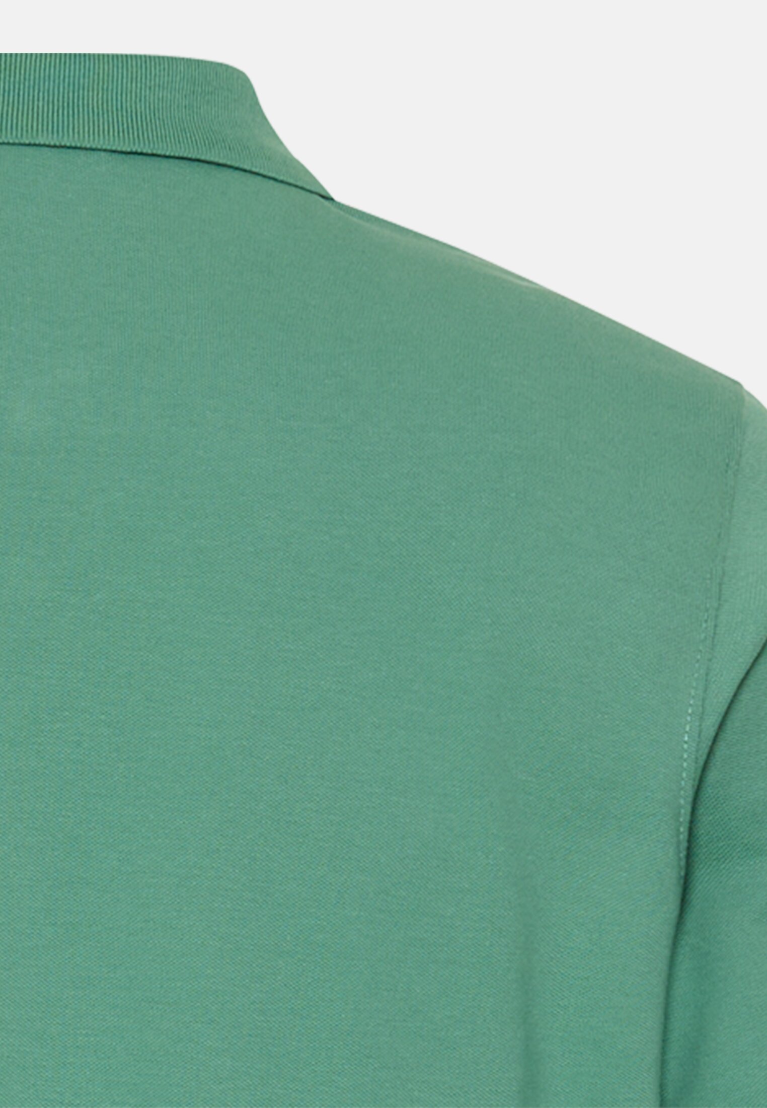 Herren Poloshirt mit Kontrastdetails Lagunengrün hinten nah
