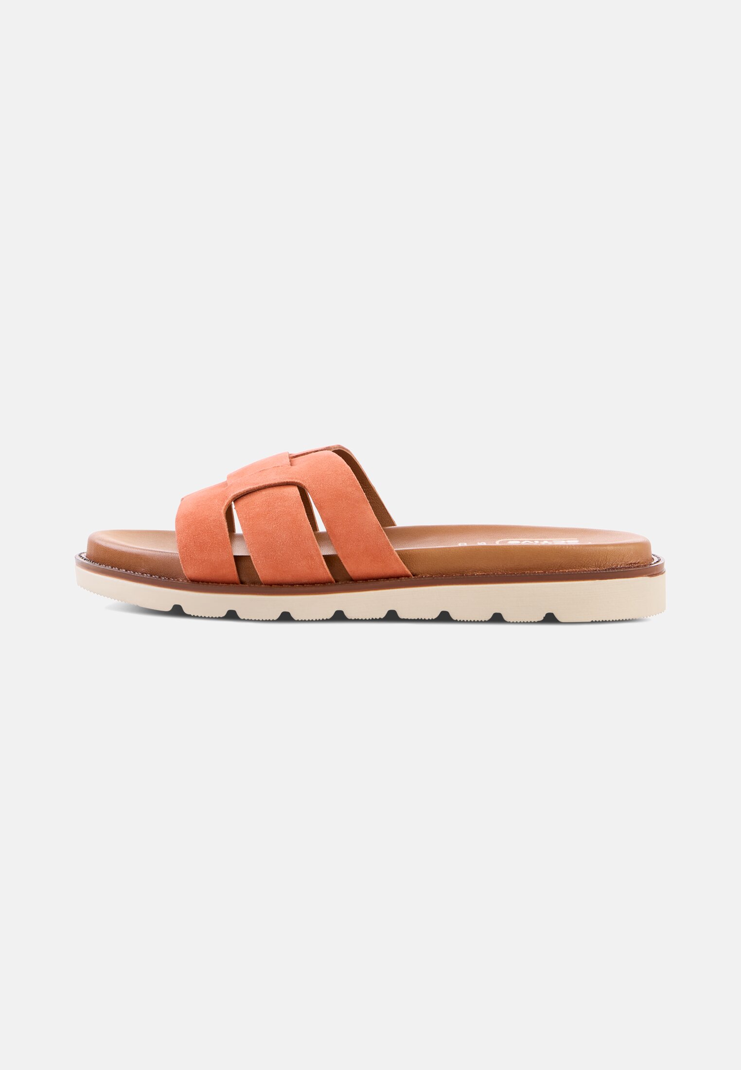Damen Pantolette mit gepolstertem Lederfußbett Orange frontal vorn