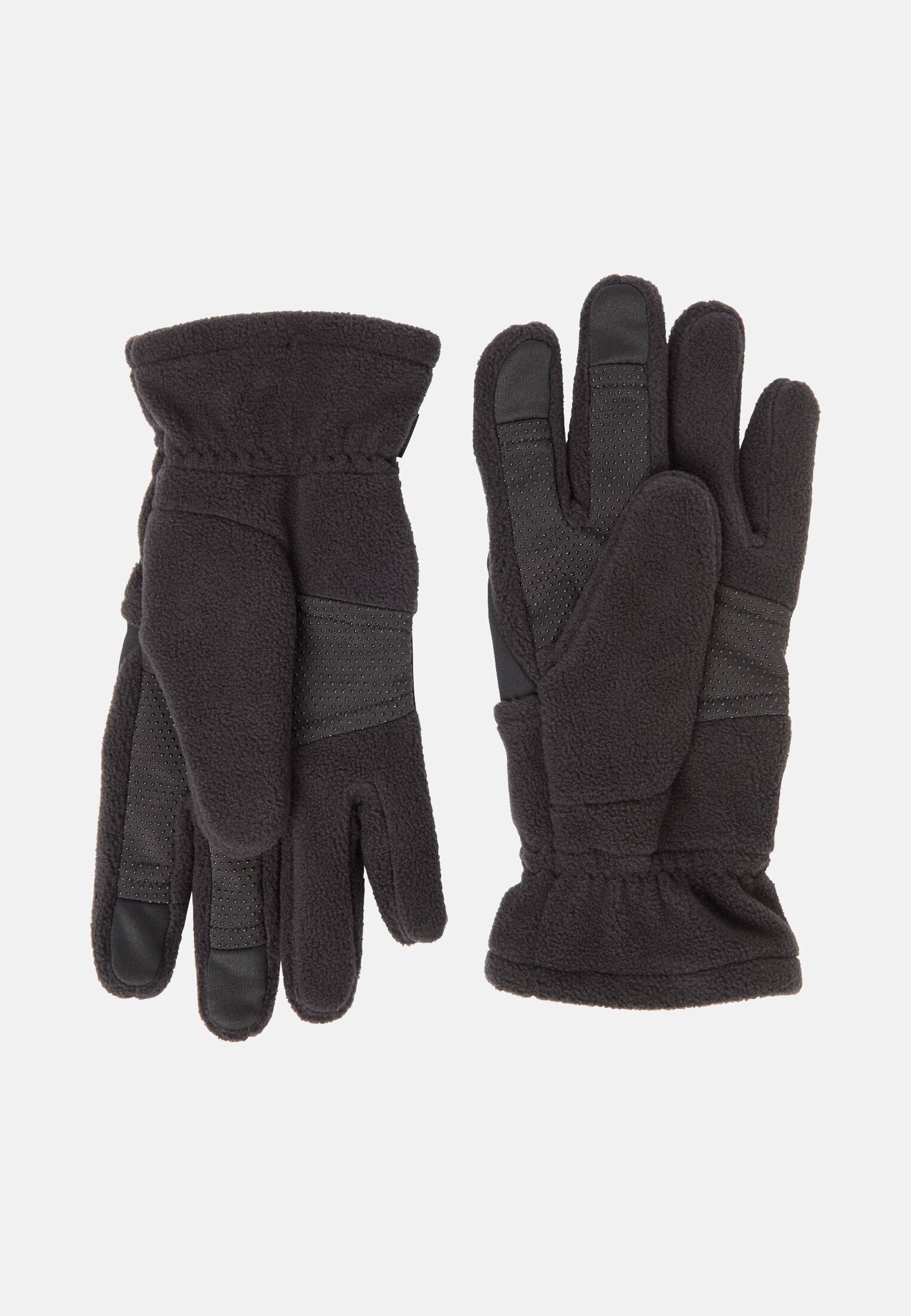 Men Fleece gloves with touchscreen function Black close back