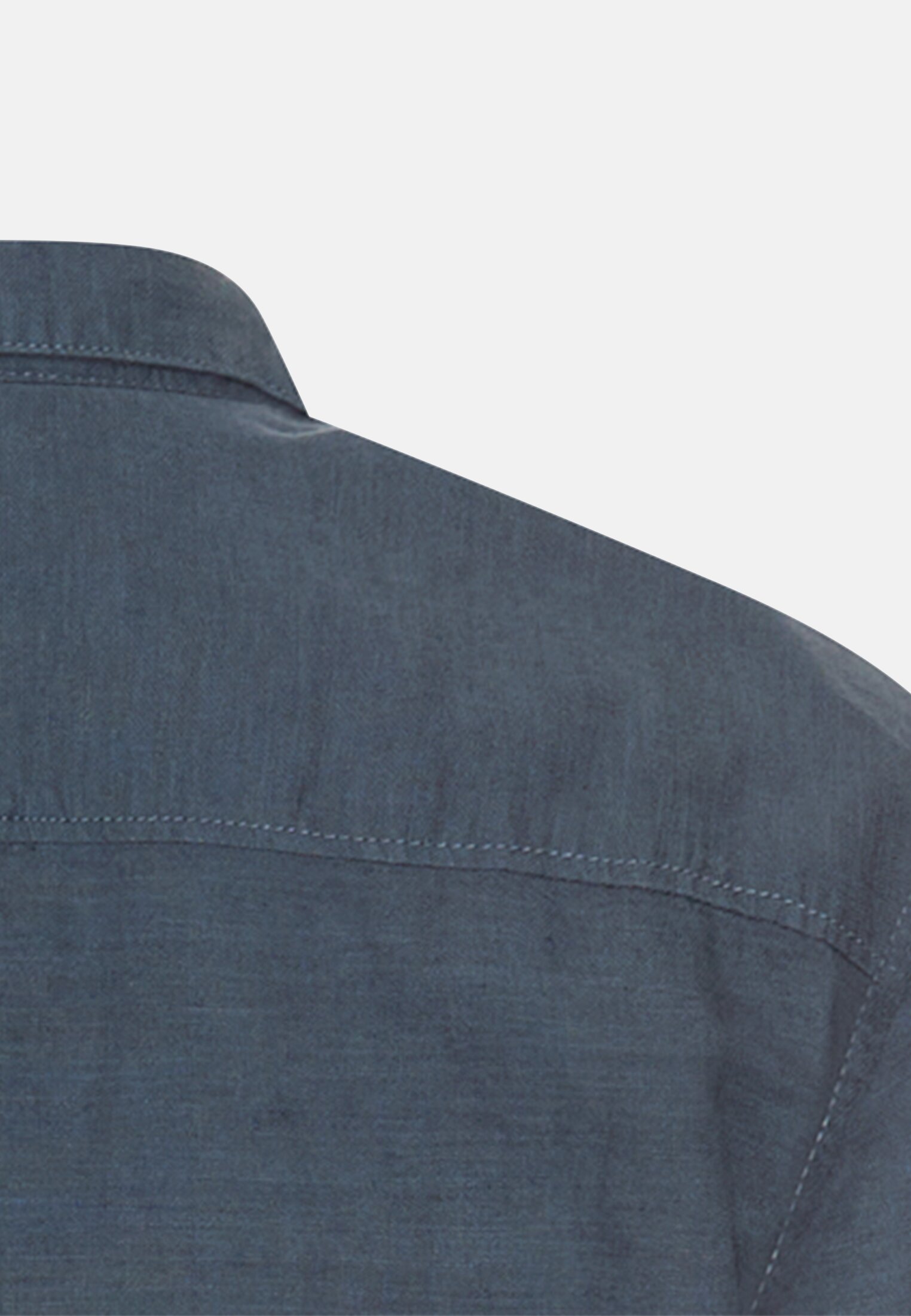Herren Shirt aus Leinen und Baumwolle mit Button-Down-Kragen Tintenblau hinten nah