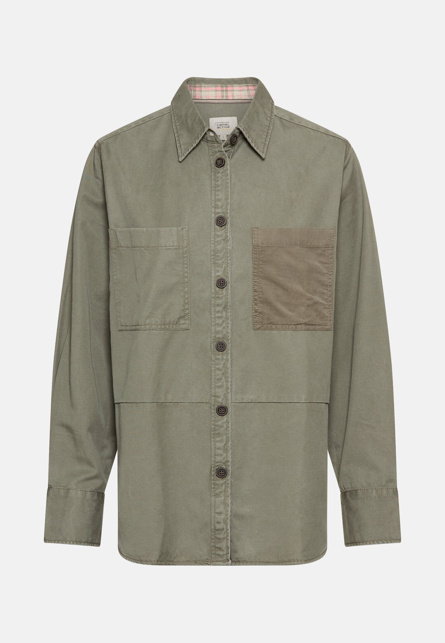 Damen Overshirt aus Baumwoll-Lyocell-Mix Graugrün frontal vorn