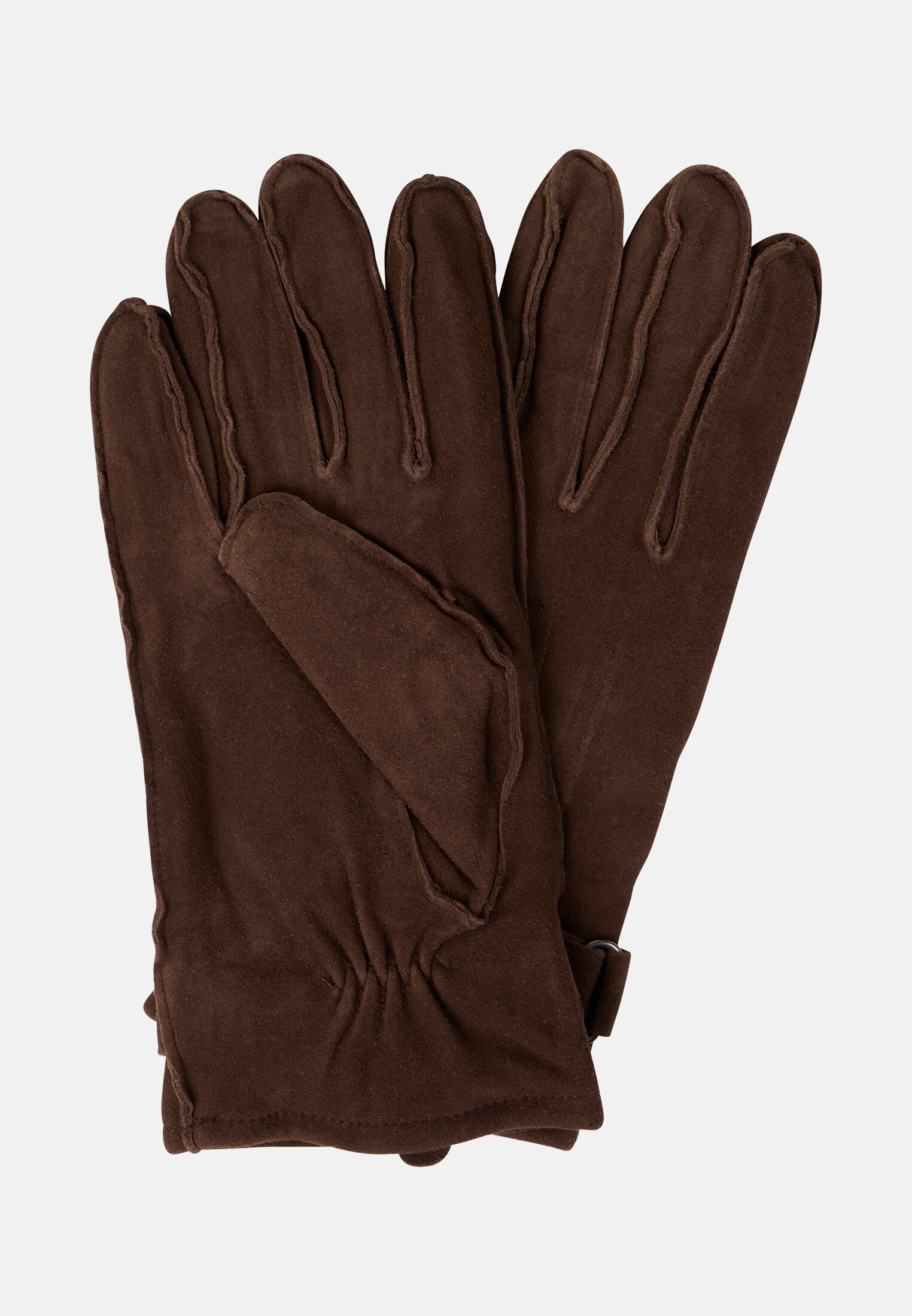 Damen Lederhandschuhe mit Fleece-Futter und verstellbaren Details Dunkelbraun frontal vorn