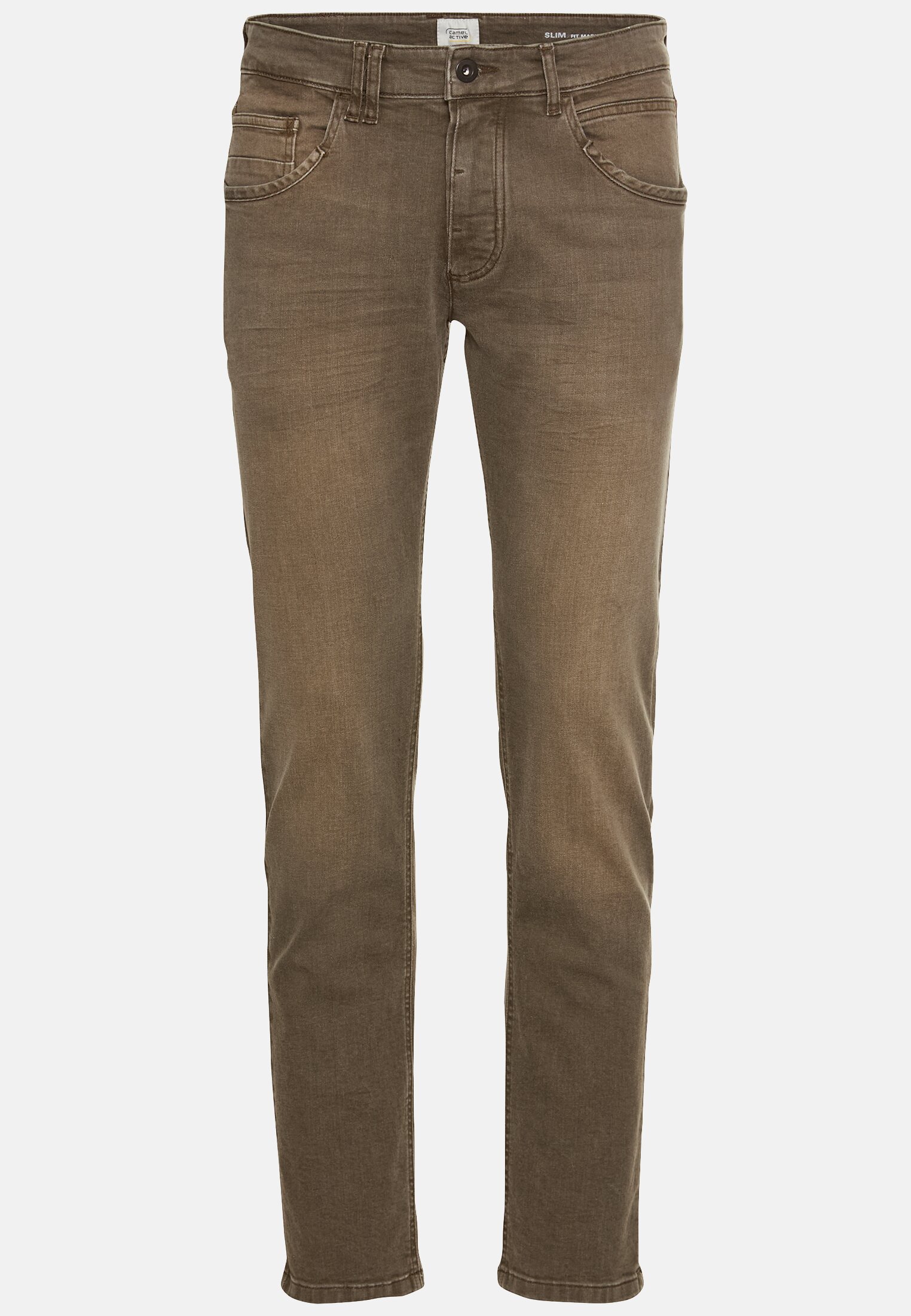 Men Slim fit jeans made from cotton Brown frontal front