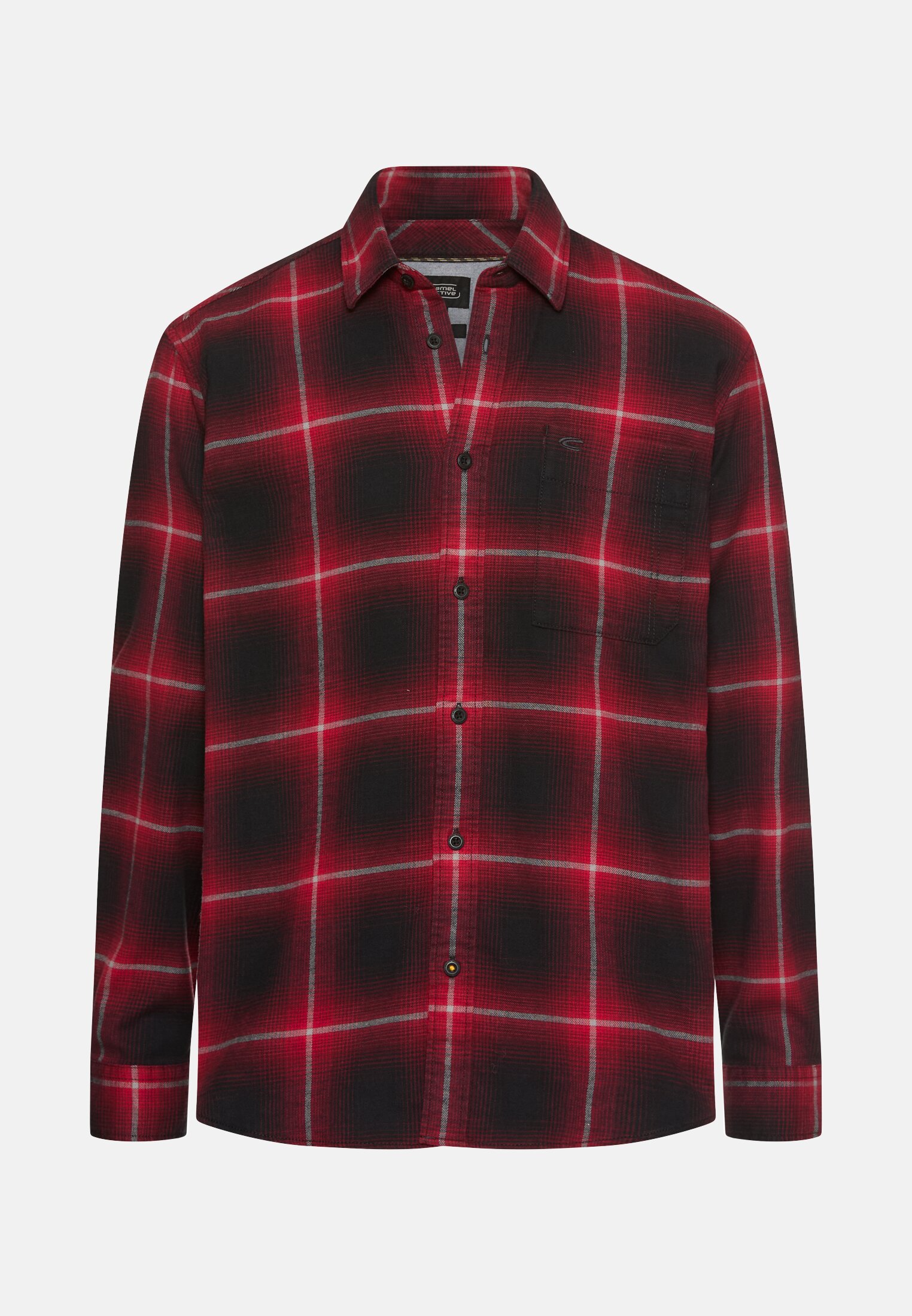 Herren fleXXXactive® Langarmhemd aus leichtem Flanell Rot Schwarz frontal vorn