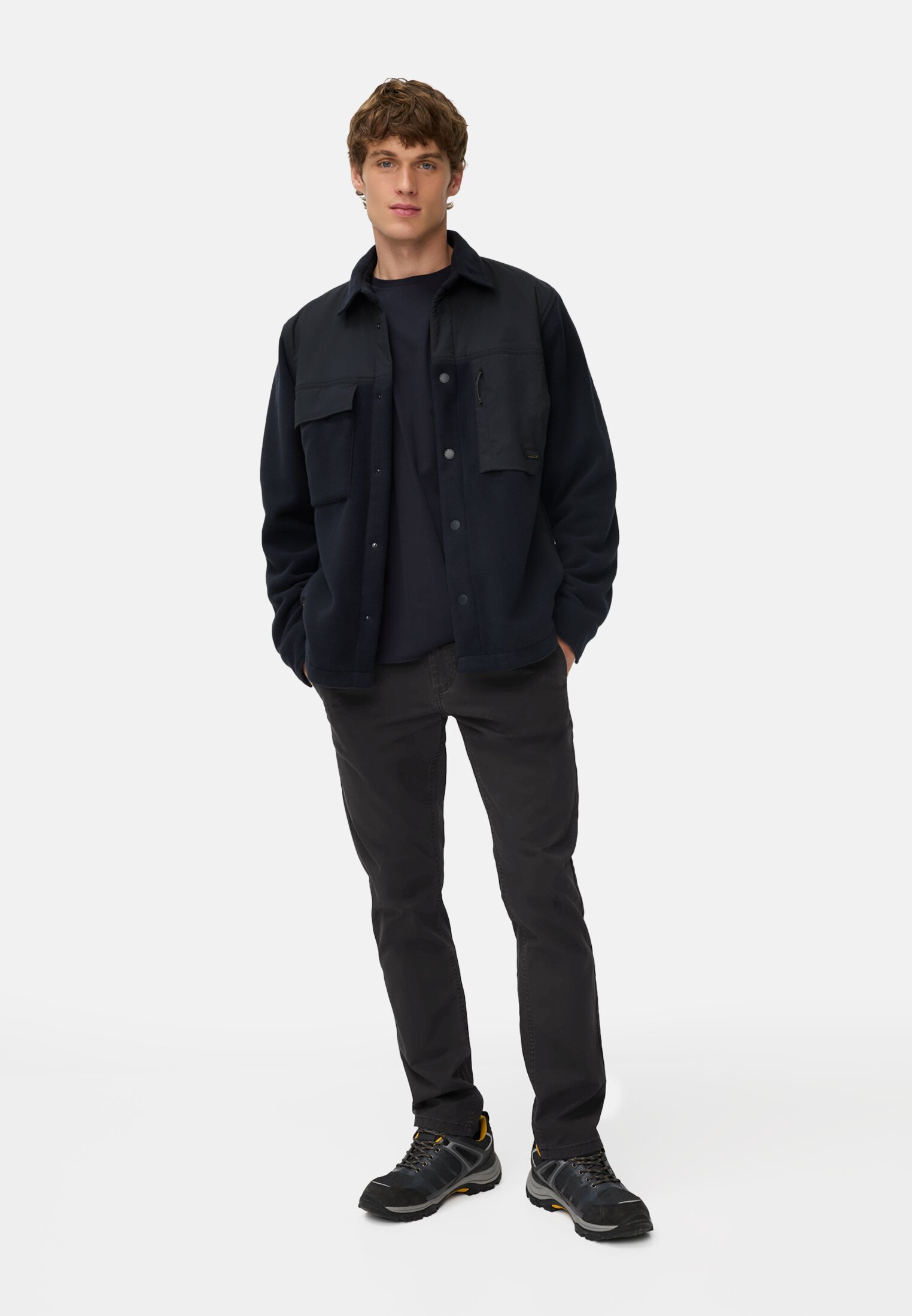 Men Slim Fit Chino Navy blue worn front full body