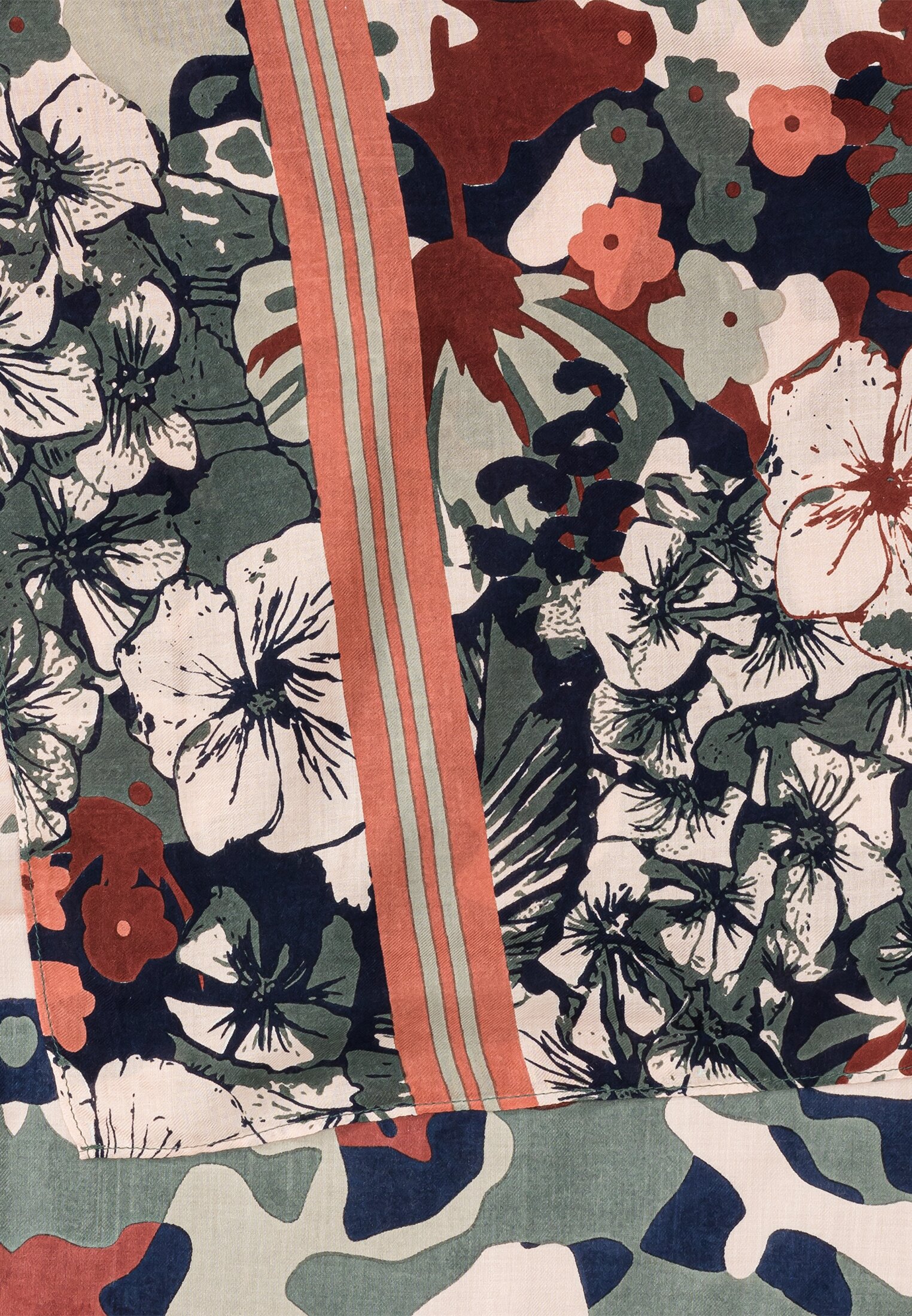 Damen Leichter Schal mit Wollanteil Oliv vorne nah