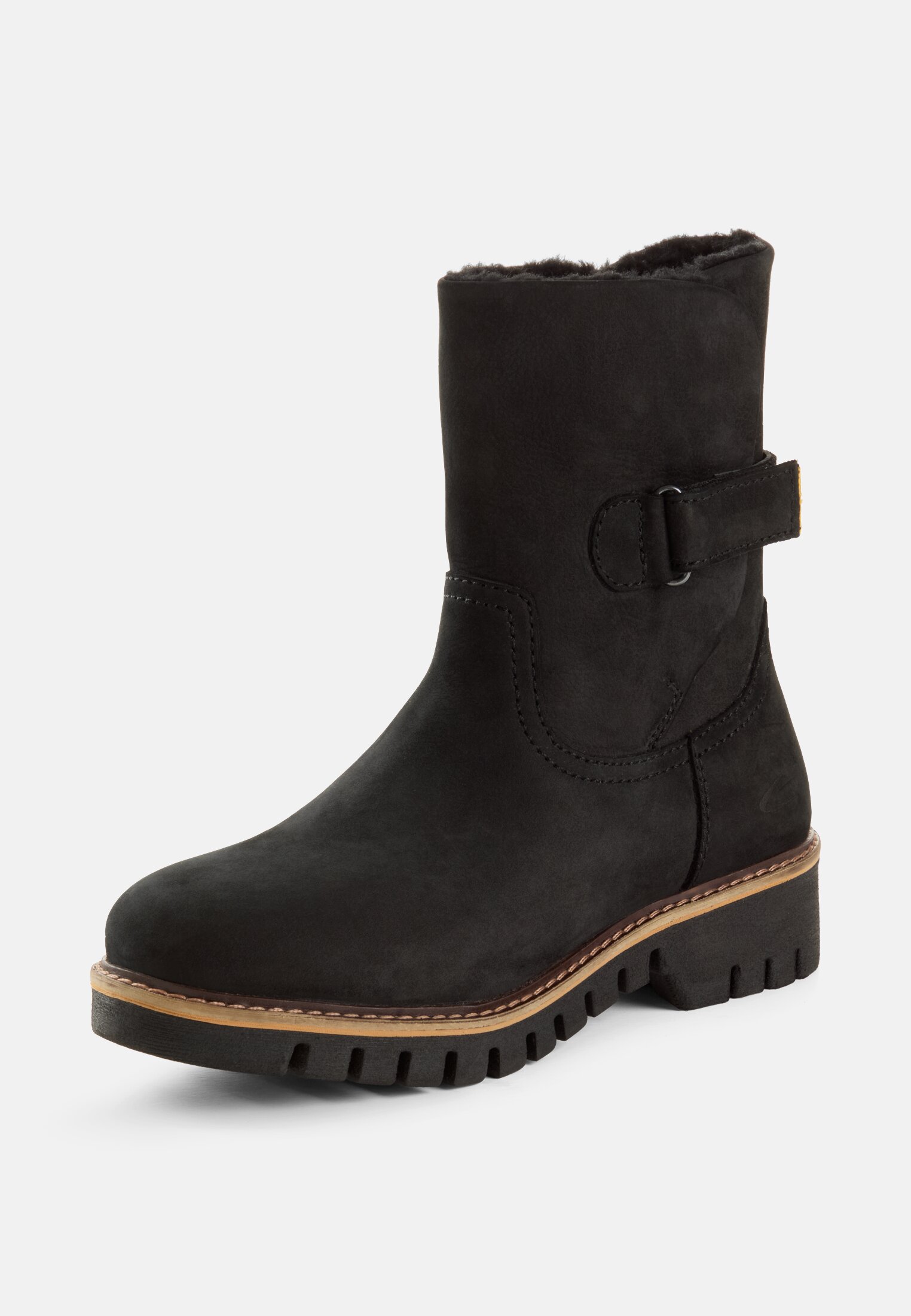 Damen Schlupfschuh mit robuster Gummisohle Schwarz frontal hinten