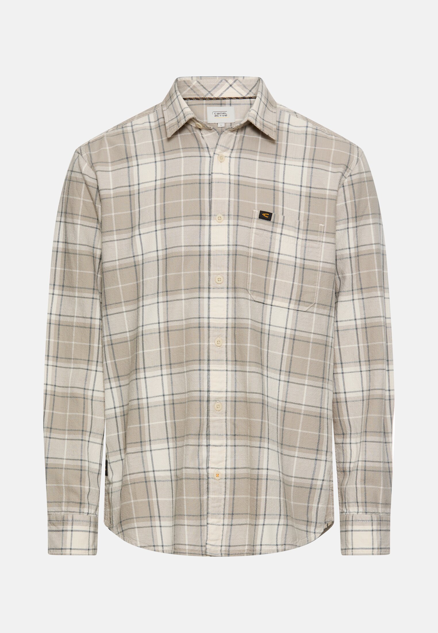 Heren Overhemd met lange mouwen en borstzak Blauw frontaal voor