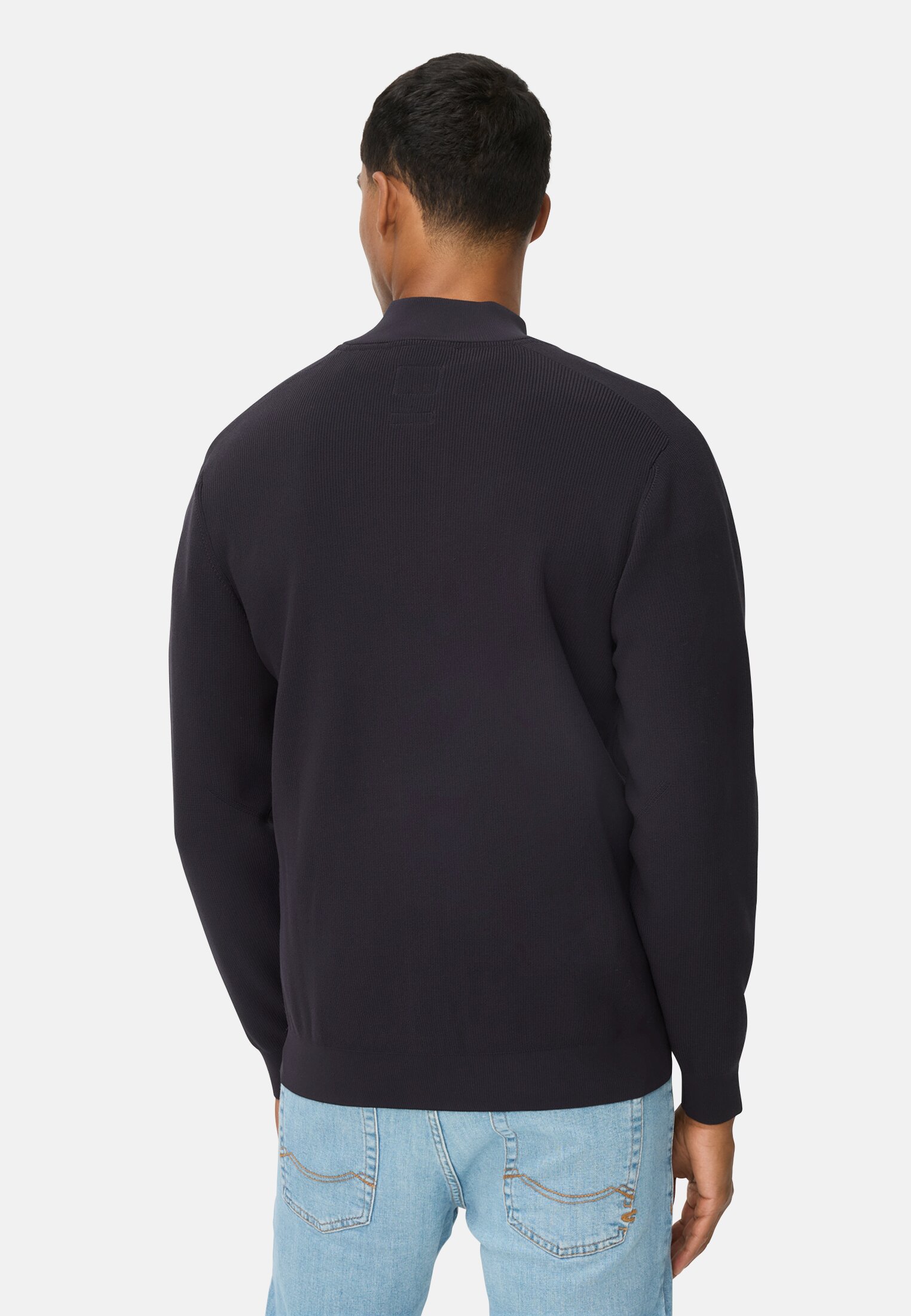Men fleXXXactive® cardigan made from lightweight material Navy blue worn back