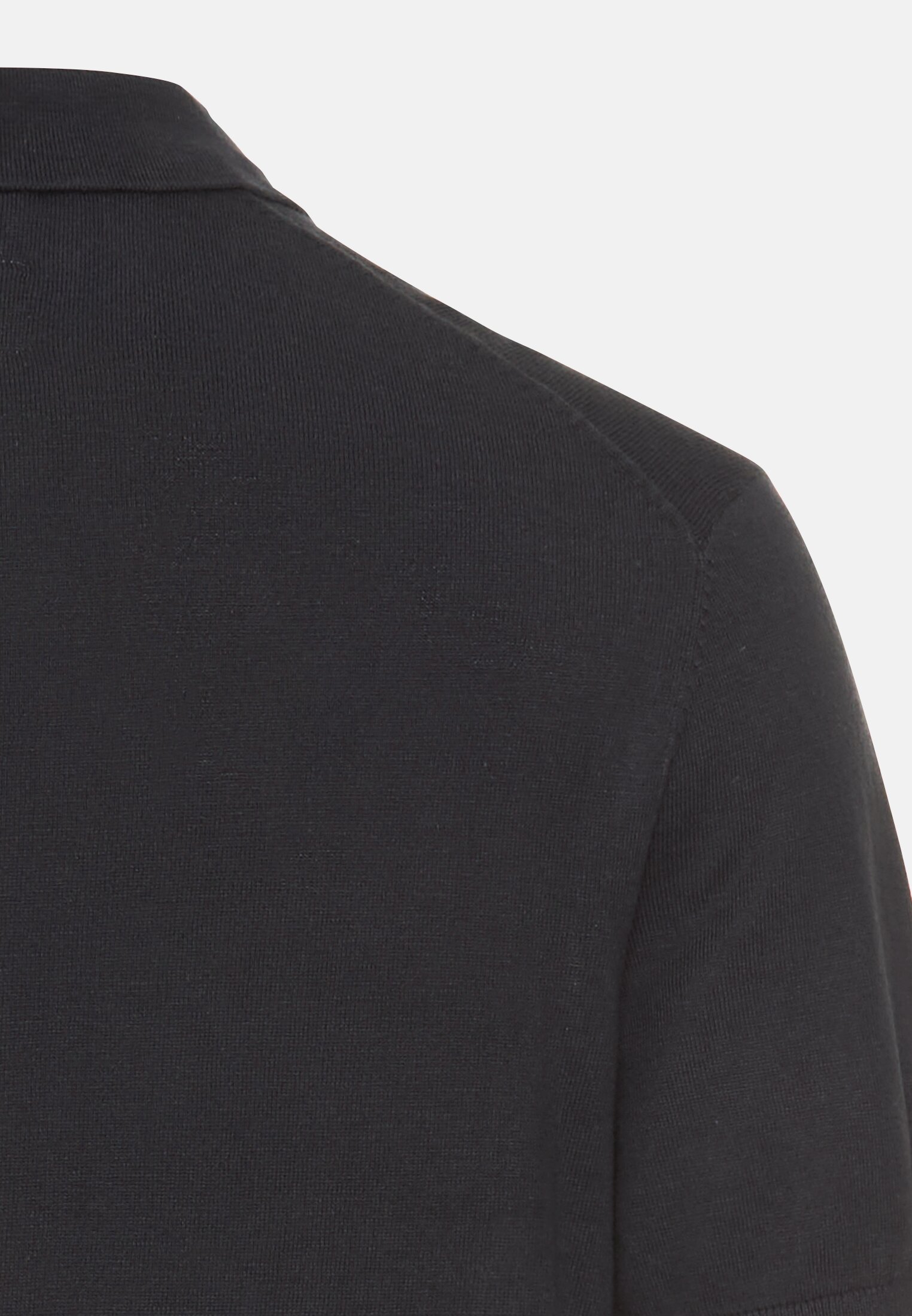 Herren Leichtes Strick-Polo mit Polokragen und kurzen Ärmeln Navyblau hinten nah