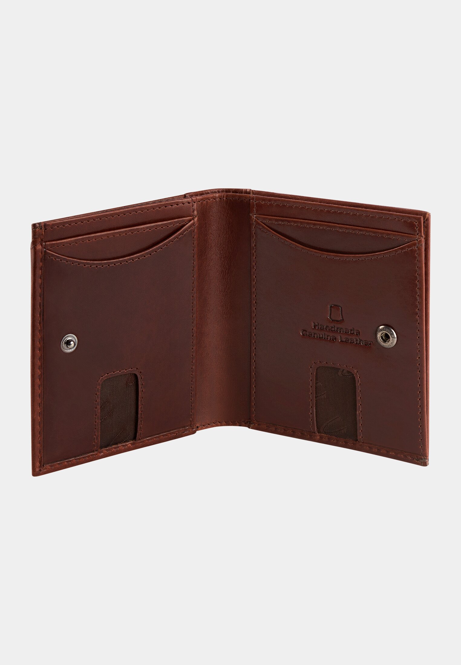 Heren SALAMANCA Kaarthouder met contrasterende handsteekdetails Bruin front dichtbij
