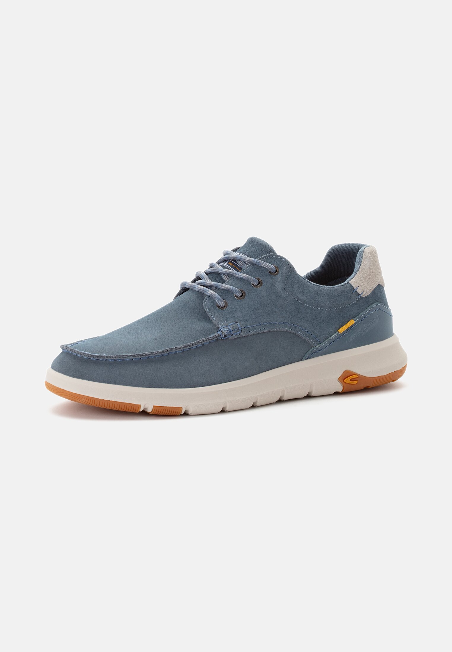 Men Leather lace-up shoe with textile lining Blue frontal back