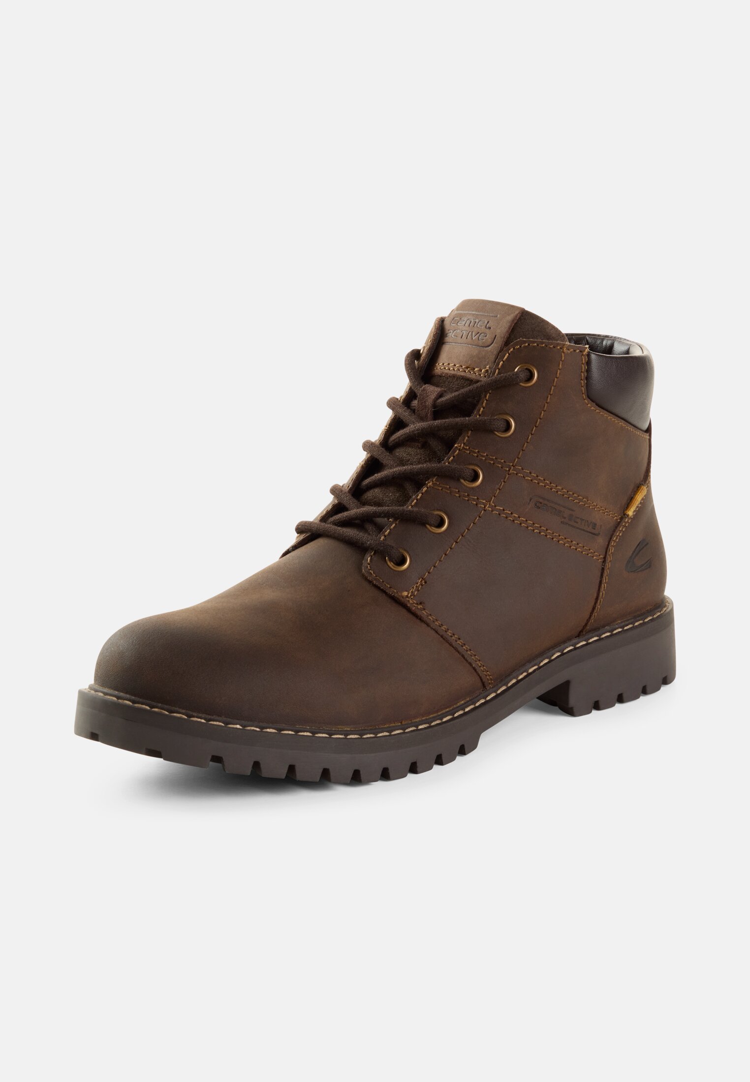 Herren Schnürschuh mit Reißverschluss an der Seite Braun frontal hinten