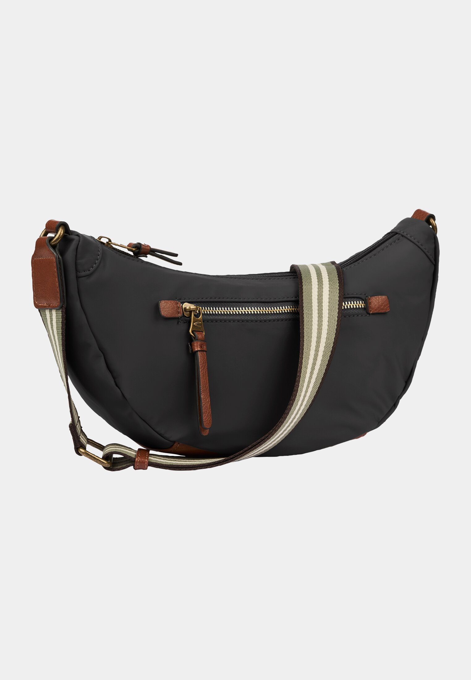 Women Shoulder Bag with webbing strap Black frontal front