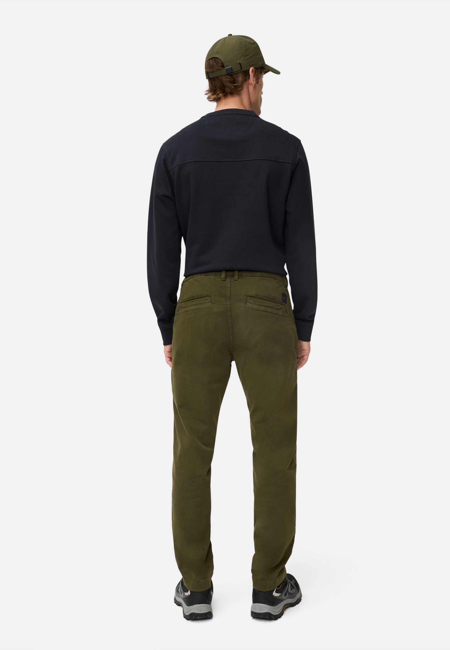 Men fleXXXactive® chinos regular fit made of cotton mix Forest green worn back