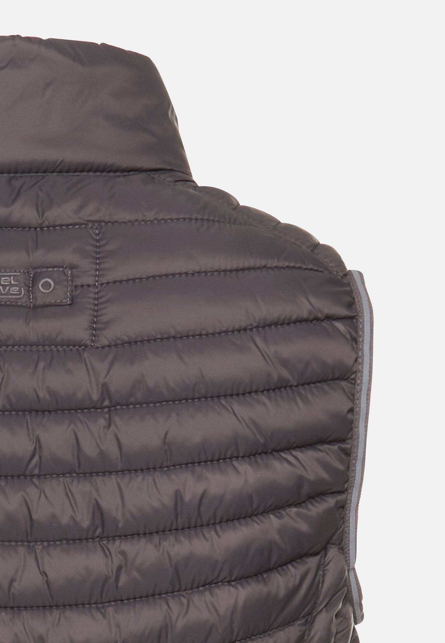 Damen Steppweste mit reflektierenden Details Grau hinten nah
