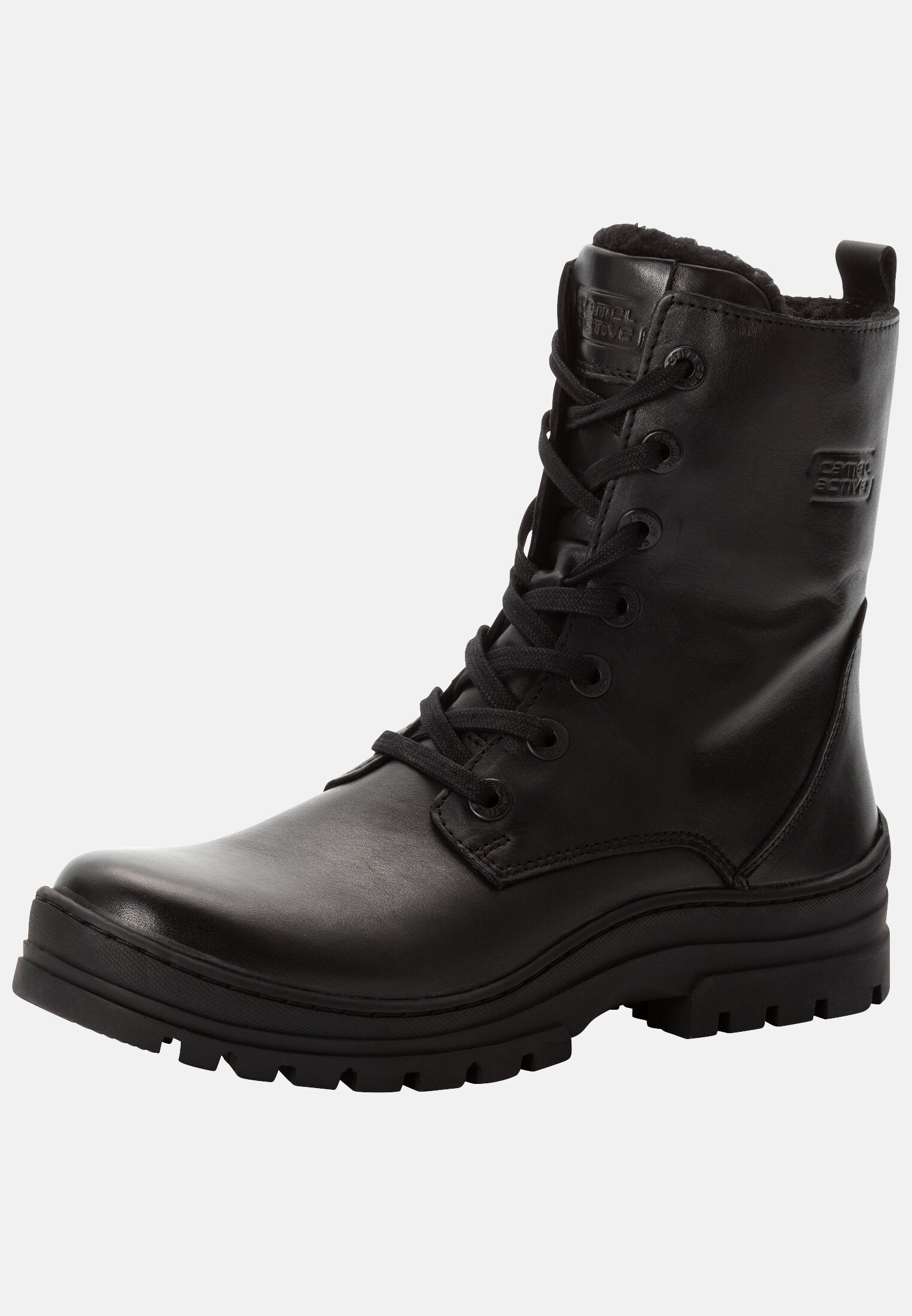 MI_CAEM302-0100-100_2G-00 Damen Schnürstiefel aus Rindsleder Schwarz frontal hinten
