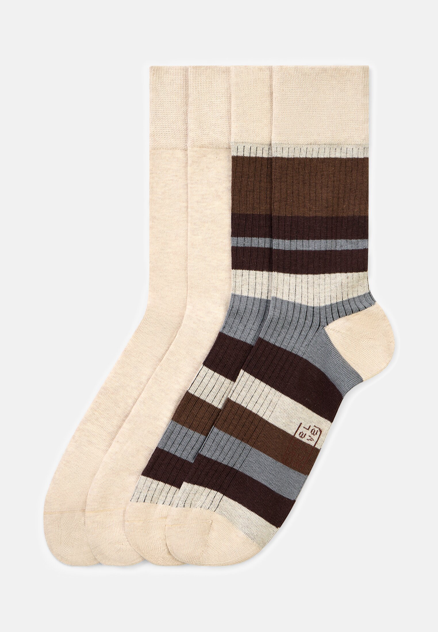 Heren Sokken in een set van 2 van een katoenmix Beige frontaal voor