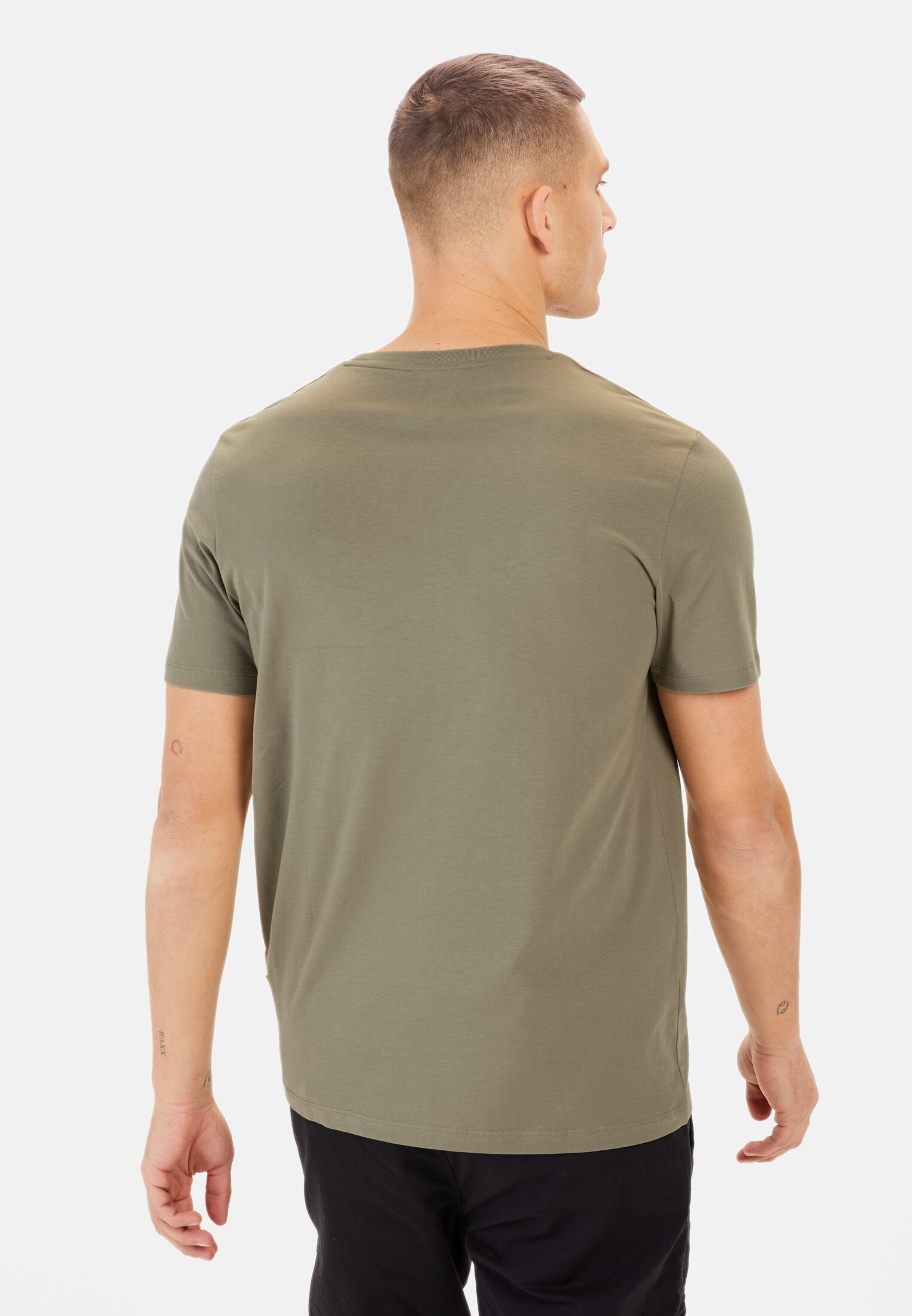 MI_0970F-5T94-30_M2-01 Men T-shirt with print Khaki worn back
