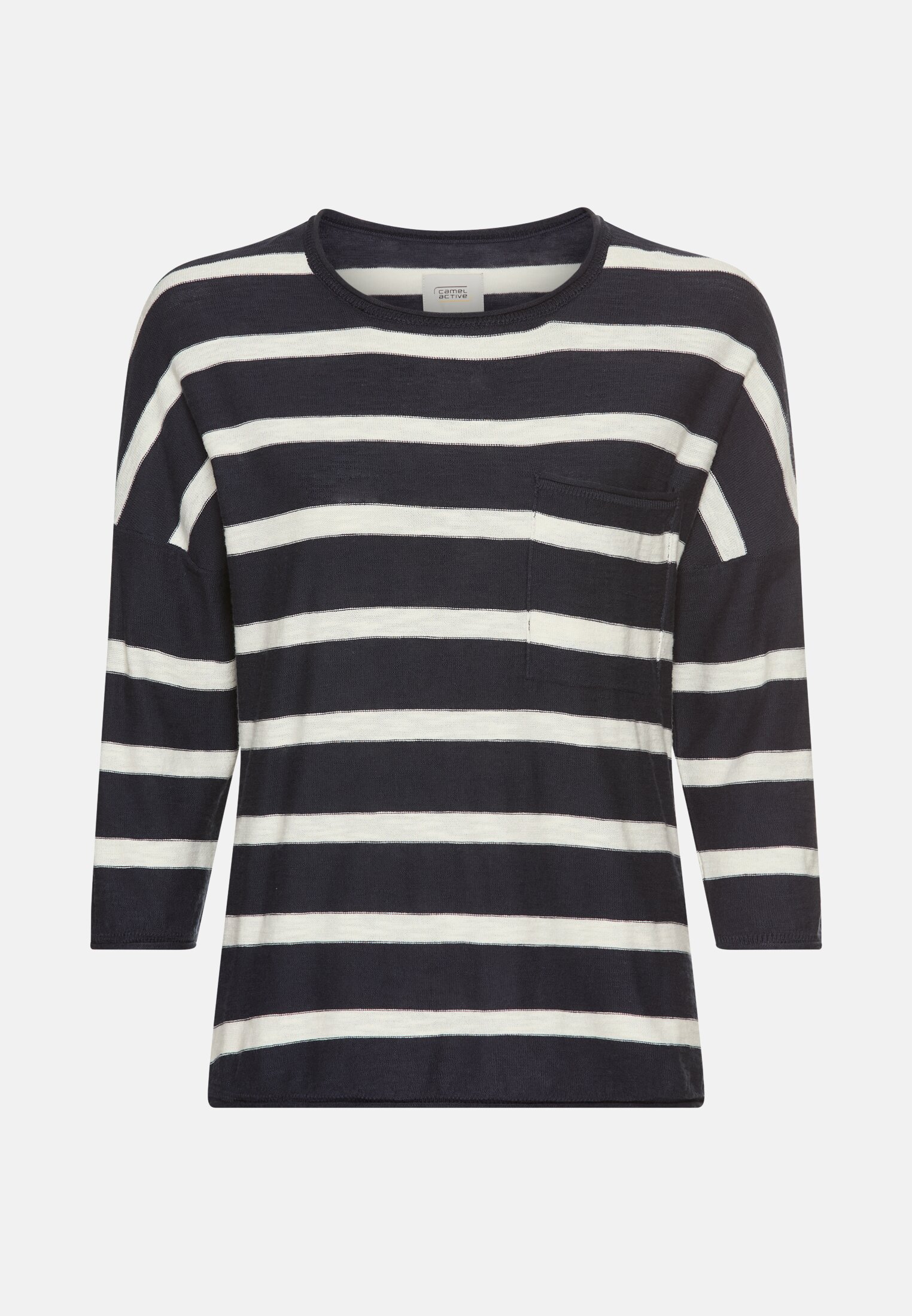 Women Boxy knit sweater with 3/4 sleeves Midnight Blue frontal front