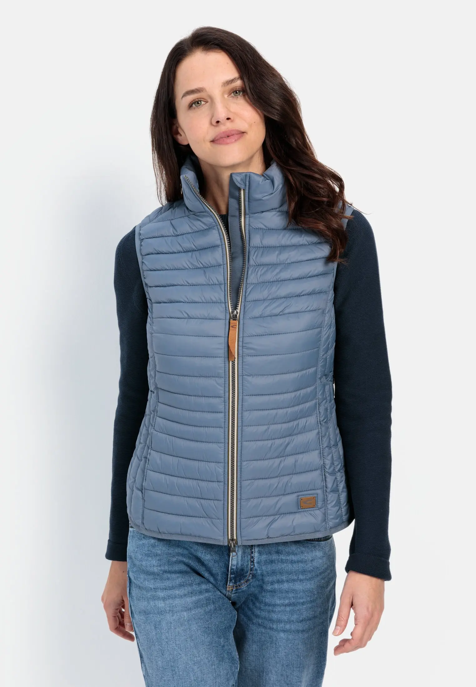 Quilted vest for Women in blue camel active