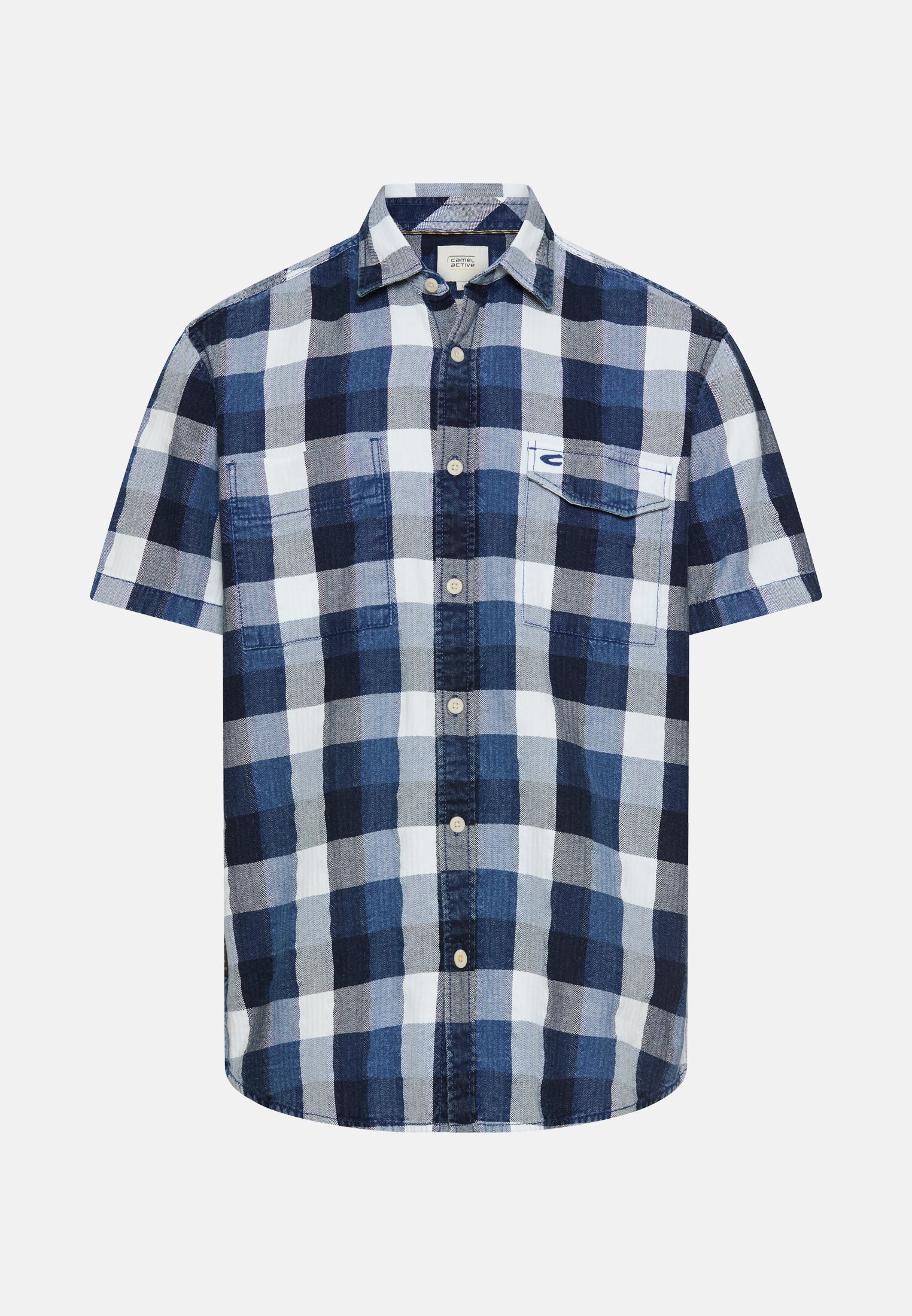 Herren Kurzarmhemd mit Brusttaschen Indigoblau frontal vorn