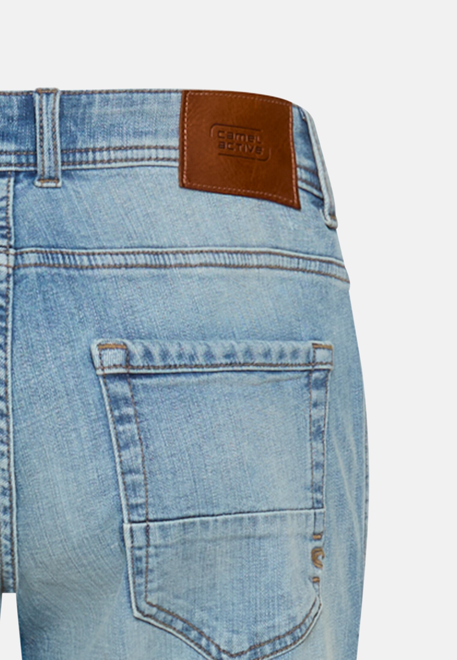 Men 5-Pocket Regular Fit Pants with Elastic Material Pale blue close back