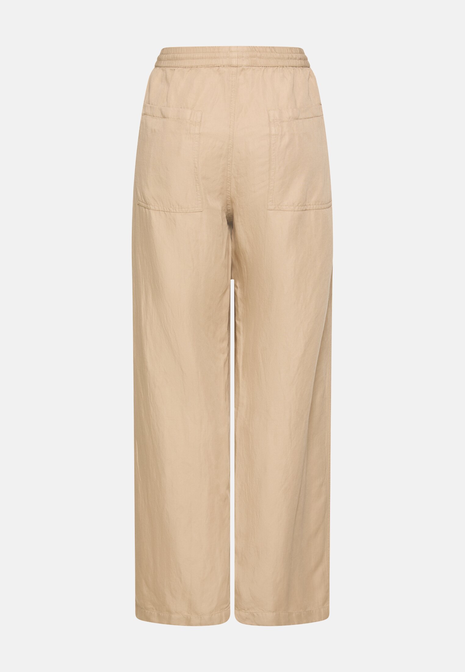 Women Casual trousers with wide-leg Sand frontal back