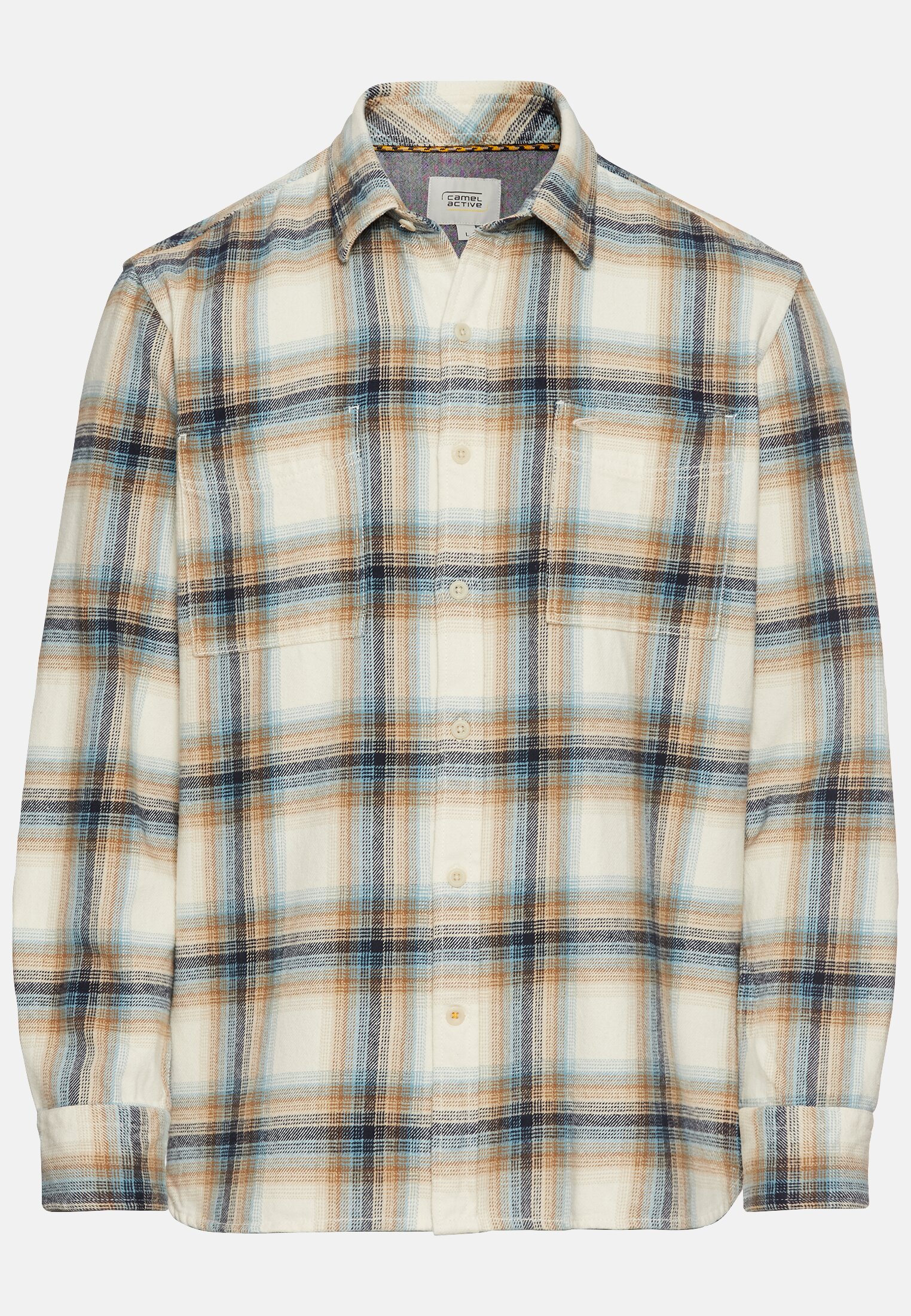 Herren Langarm Hemd regular fit aus Baumwolle Beige