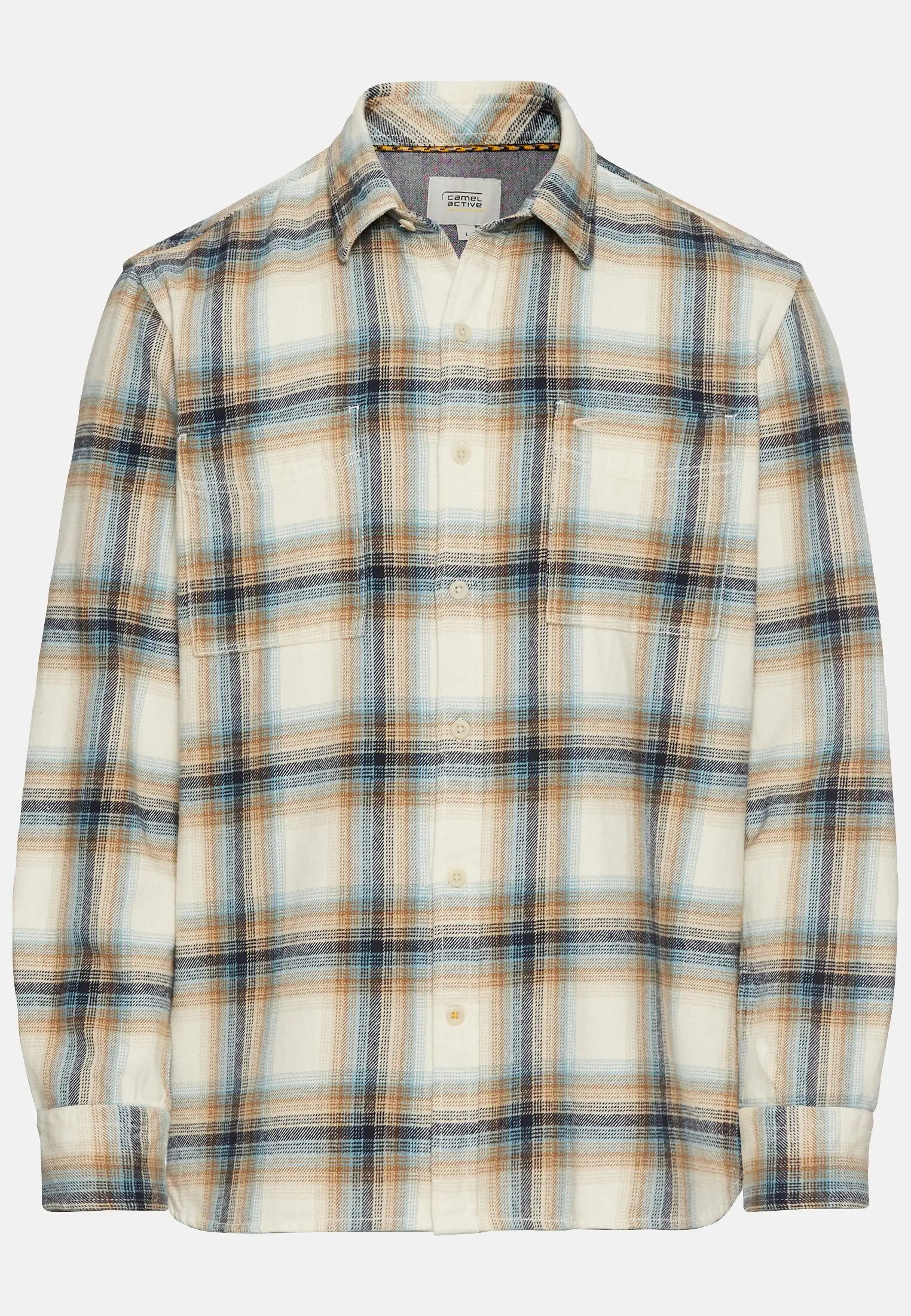 Herren Langarm Hemd regular fit aus Baumwolle Beige