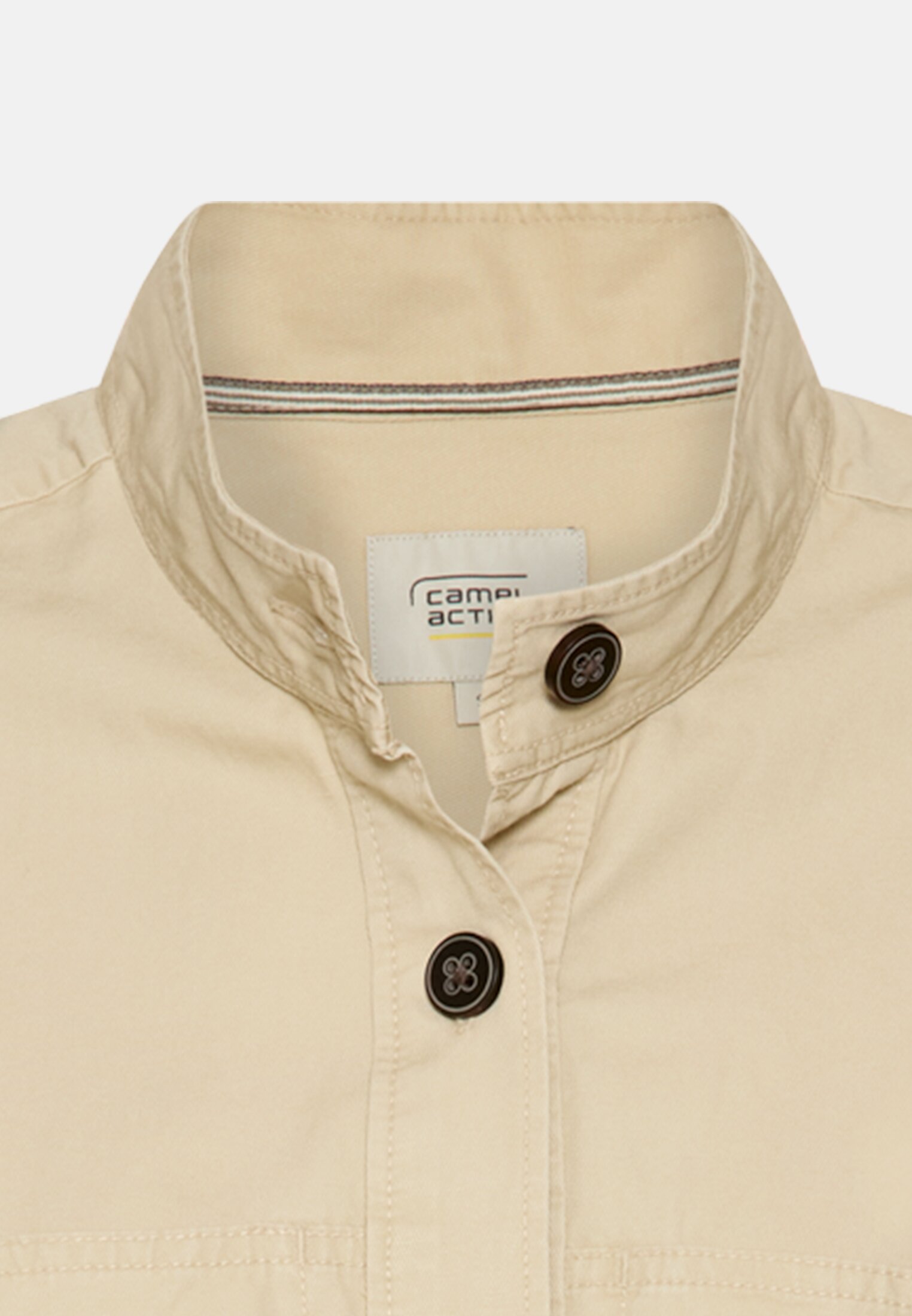 Women Long sleeve blouse with stand-up collar Sand front close